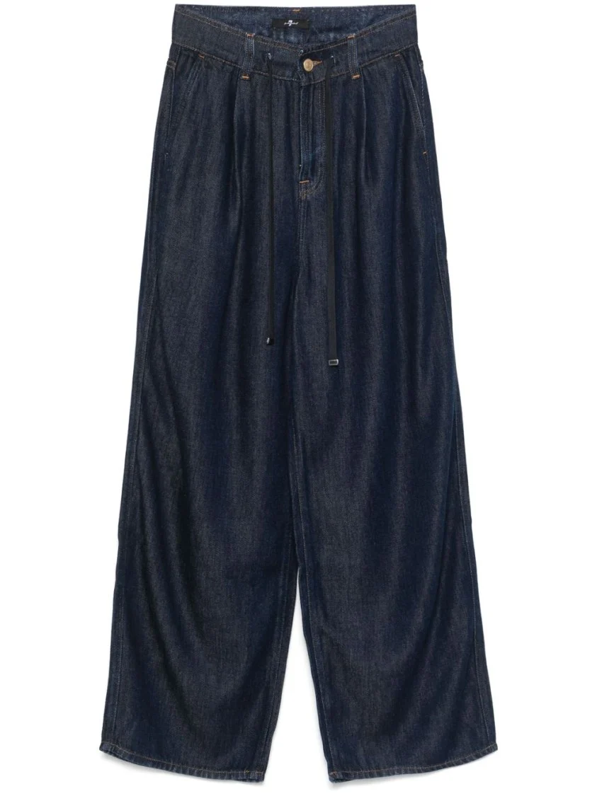 Relaxed Fit Jeans With Concealed Fly And Drawstring Waist