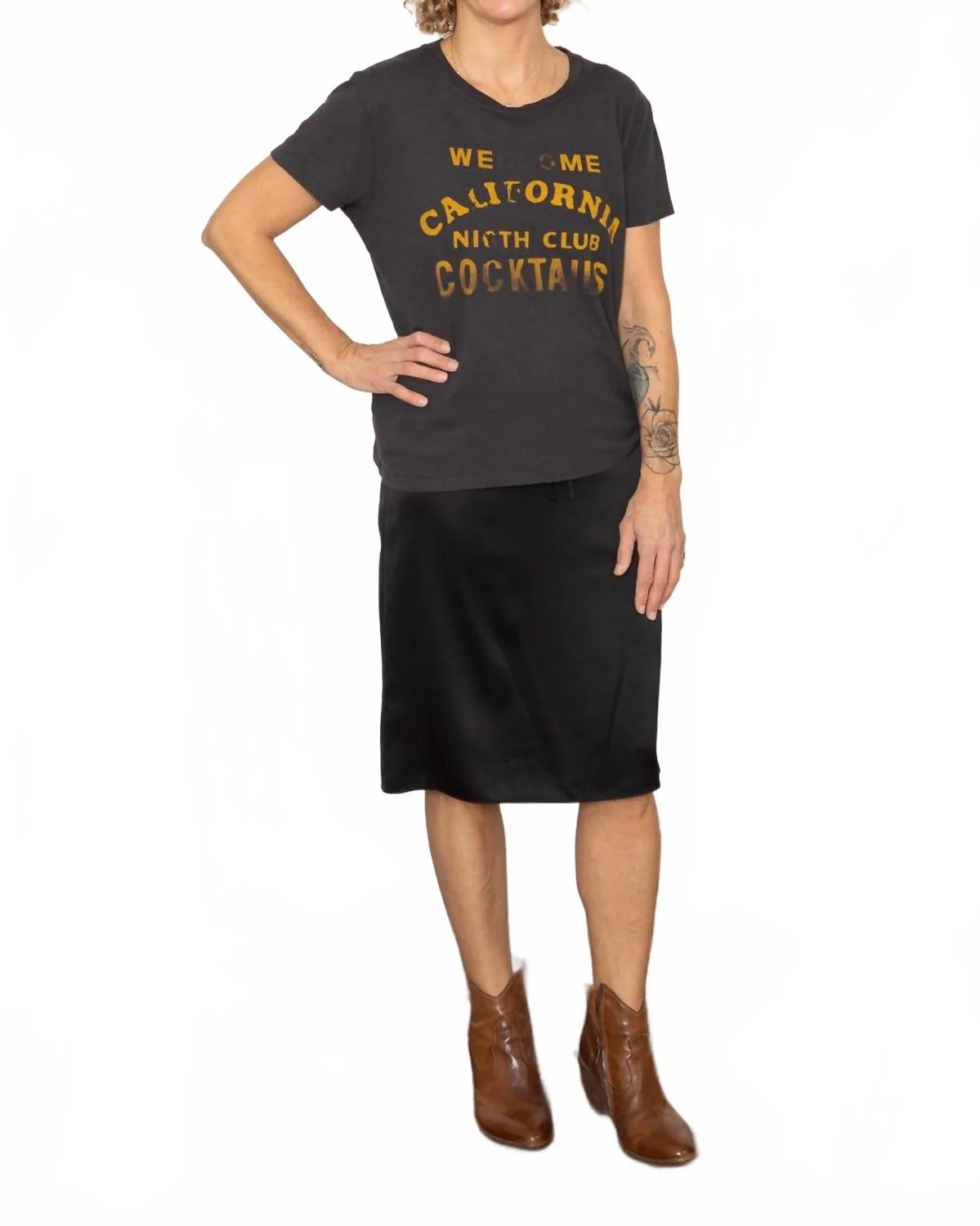 Bias Drawstring Skirt In Black