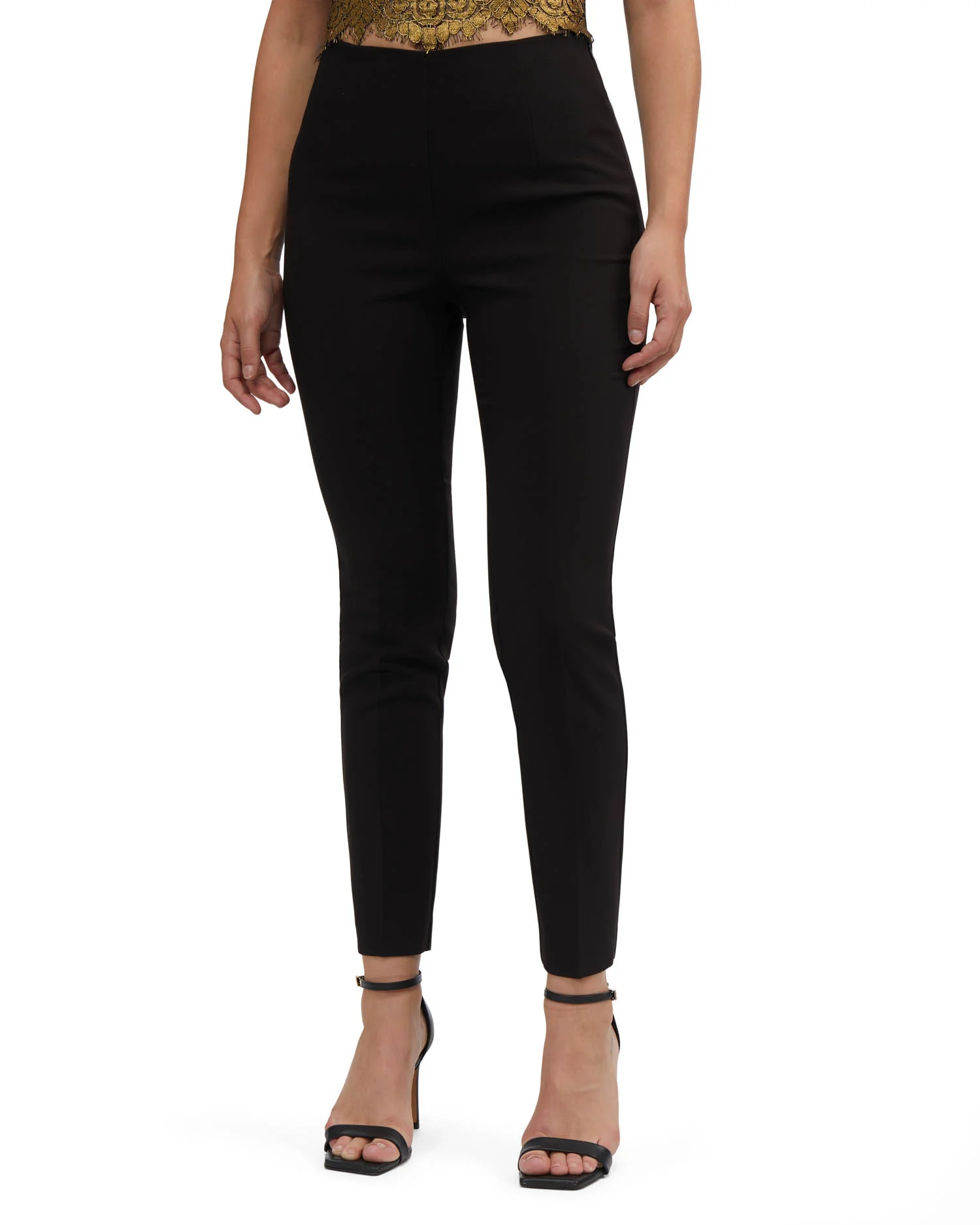 Bebe Women's High Waist Removable Chiffon Belt Slim Pant