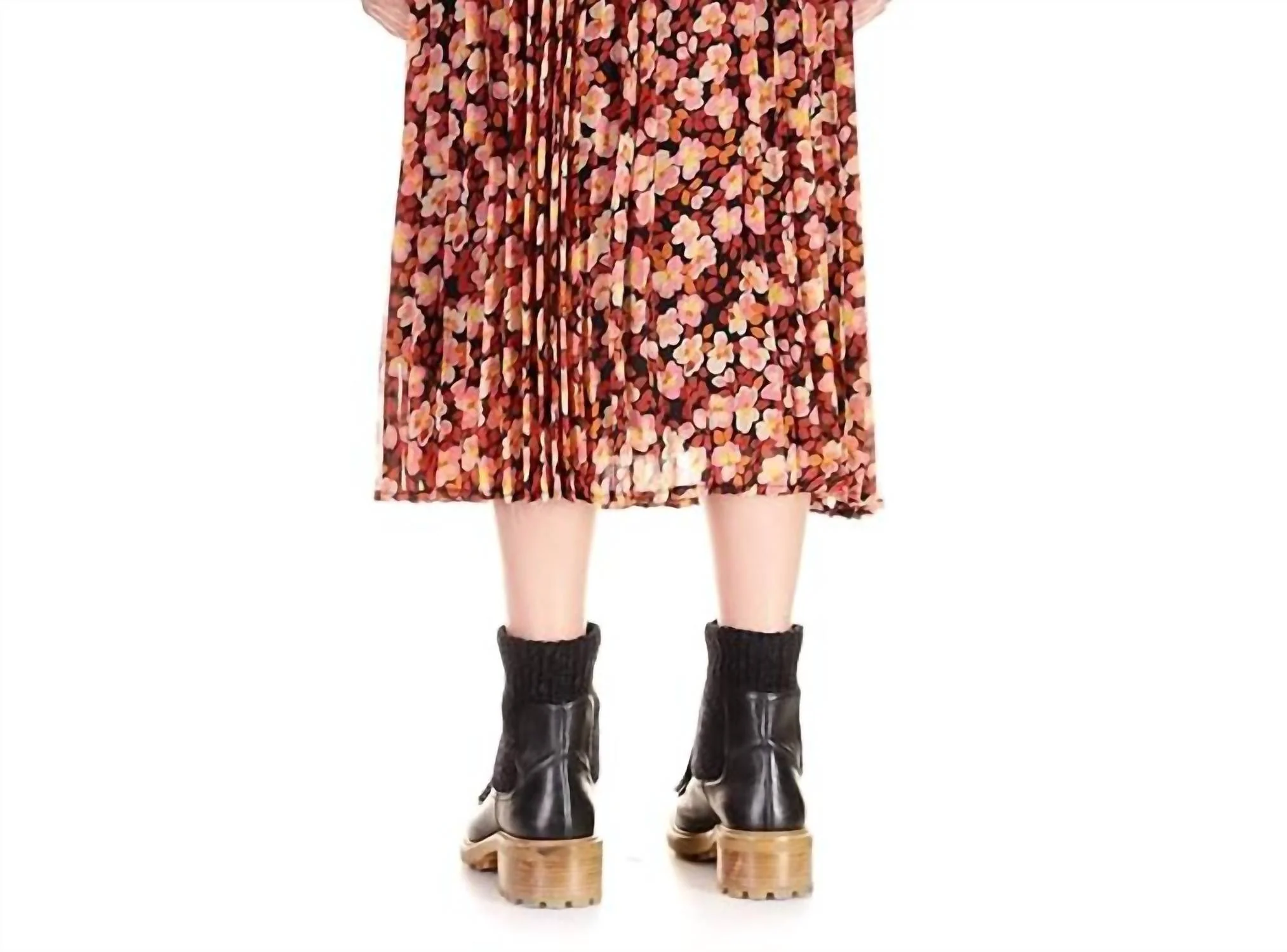 Pleated Midi Skirt In Multi