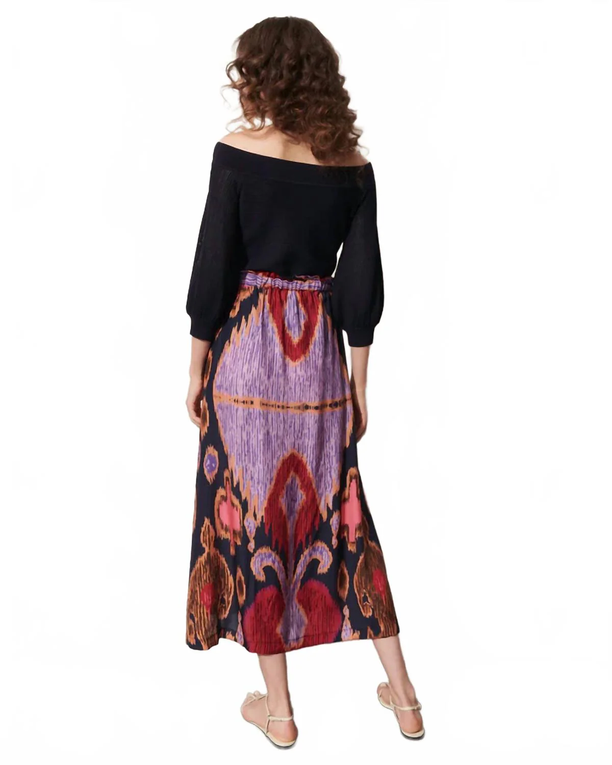 Bastien Skirt In Fan Ikat Tue Navy