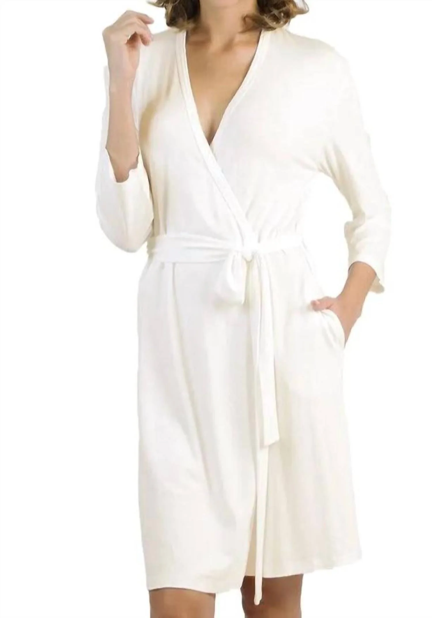 Beyond The Basics 3/4 Sleeve Robe In Ivory