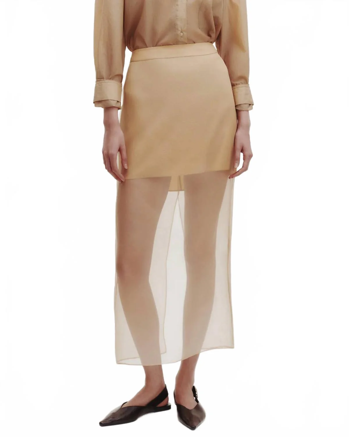 Sylkie Midi Skirt In British Khaki