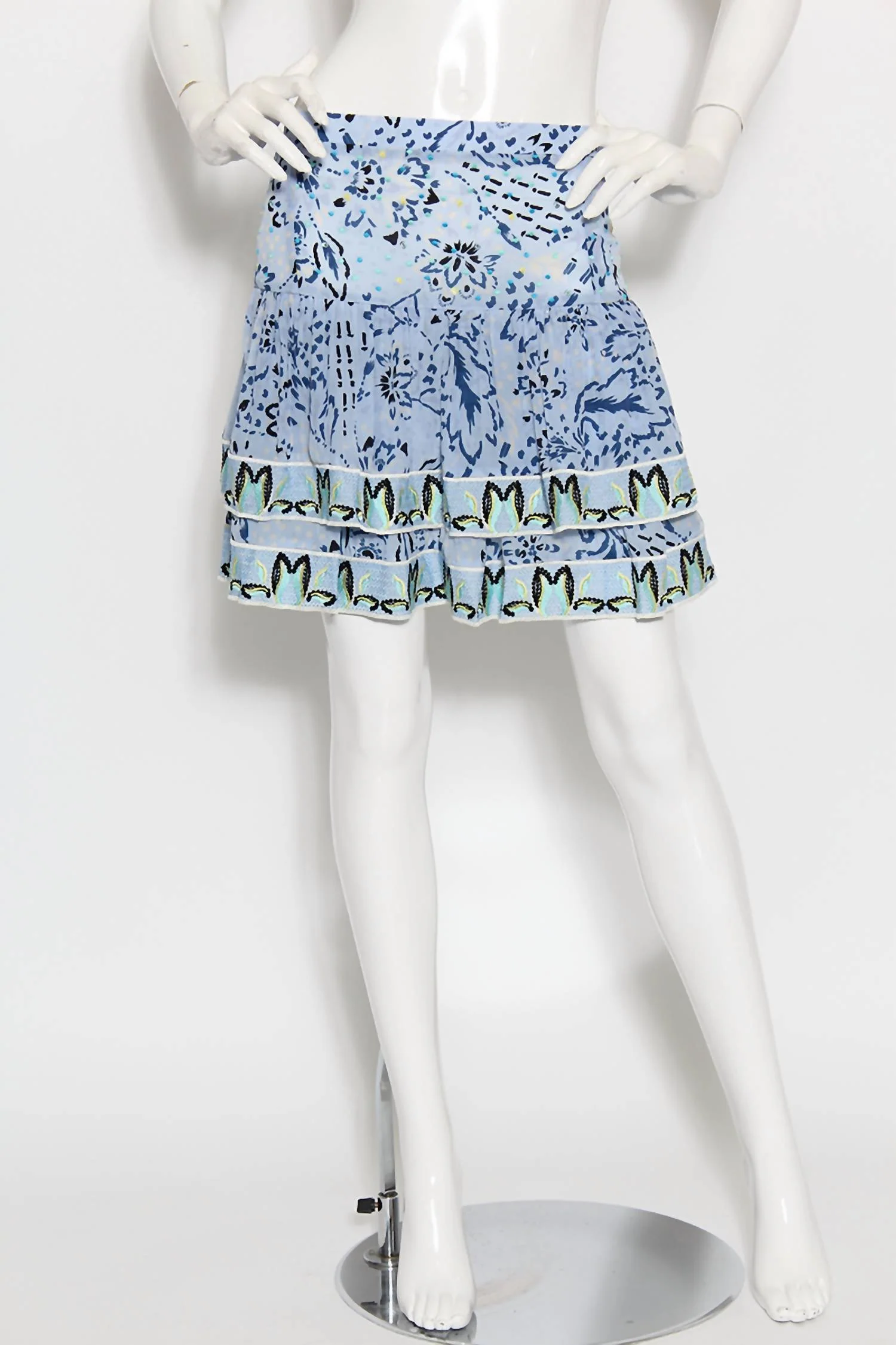 Mini Skirt Rs21 In Baby Blue Retro Florar