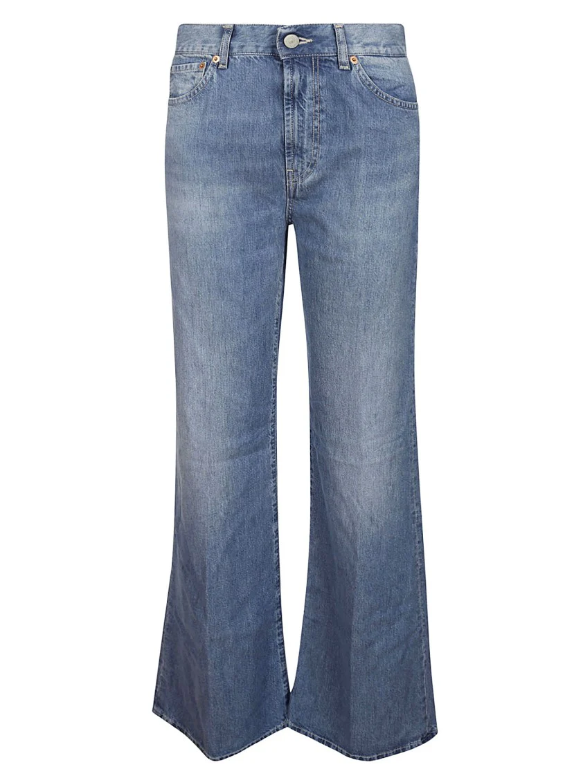 Five-Pocket Wide Leg Jeans With Regular Waist