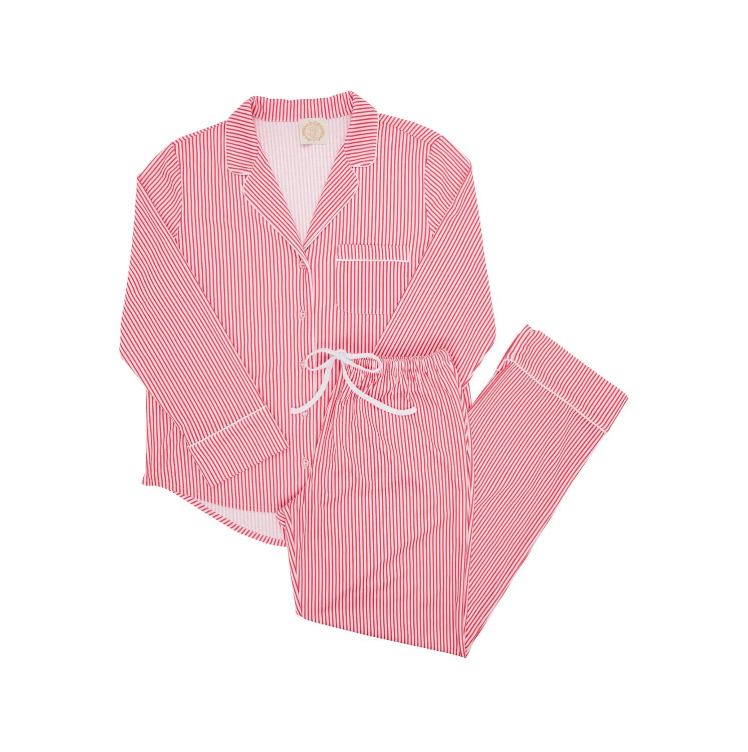 Women's Let Me Lounge Set In Richmond Red Stripe With Worth Avenue White Piping