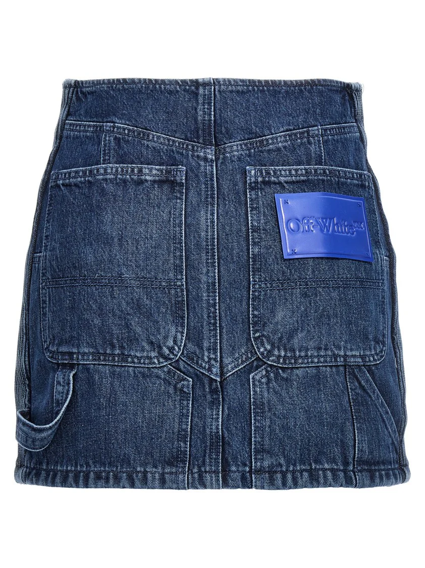 Low-Waist Denim Miniskirt With 3D Detailing