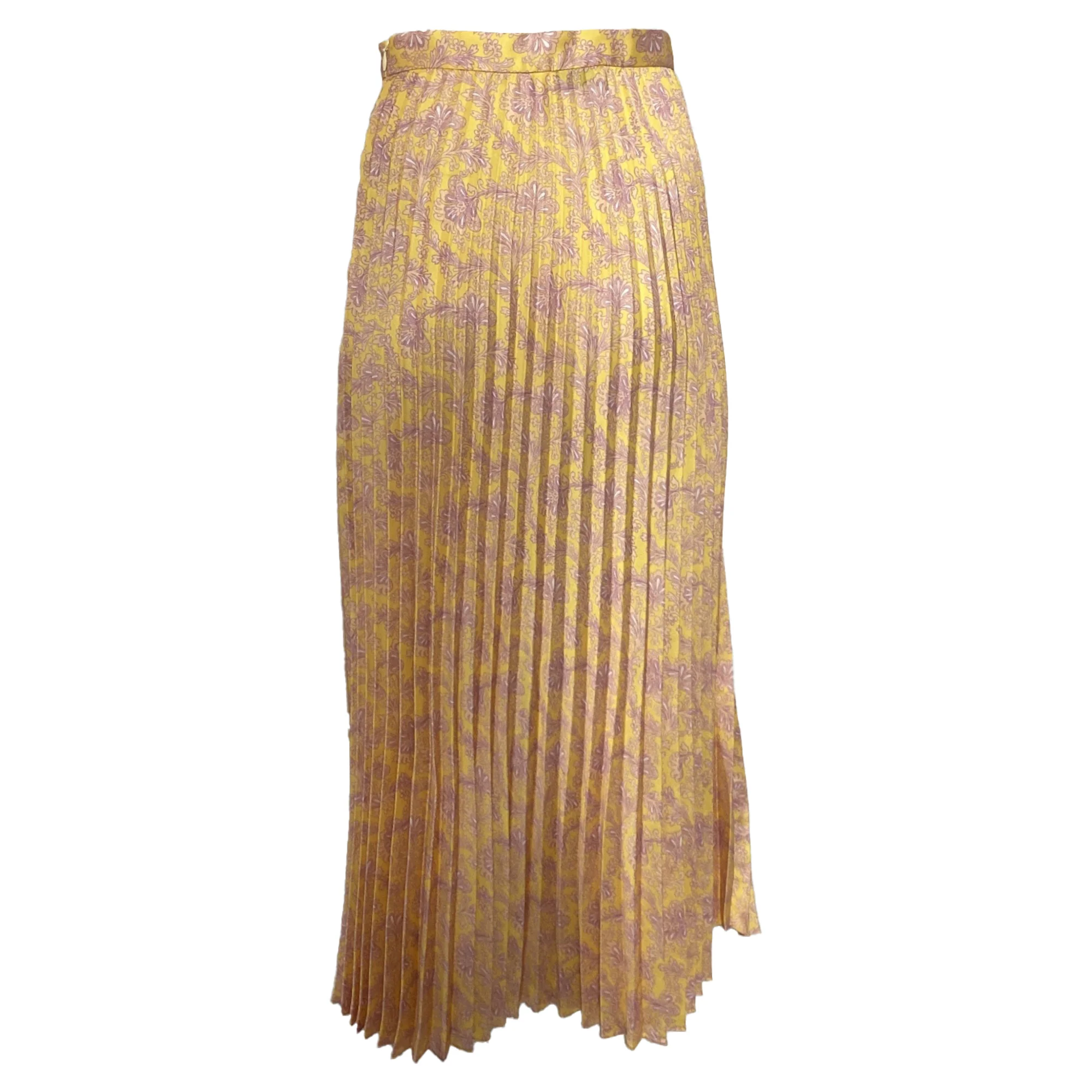 Sandro Pleated Misi Skirt in Yellow Polyester