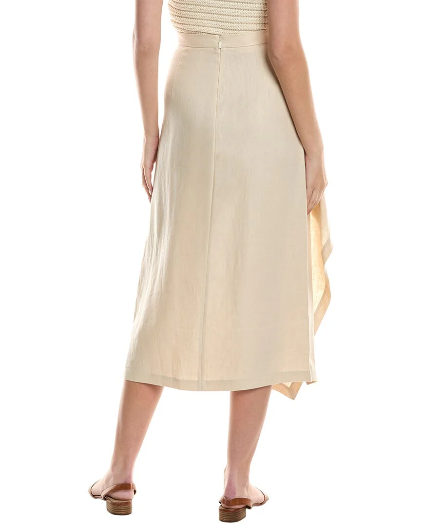 Lafayette 148 New York Drape Front Linen Maxi Skirt