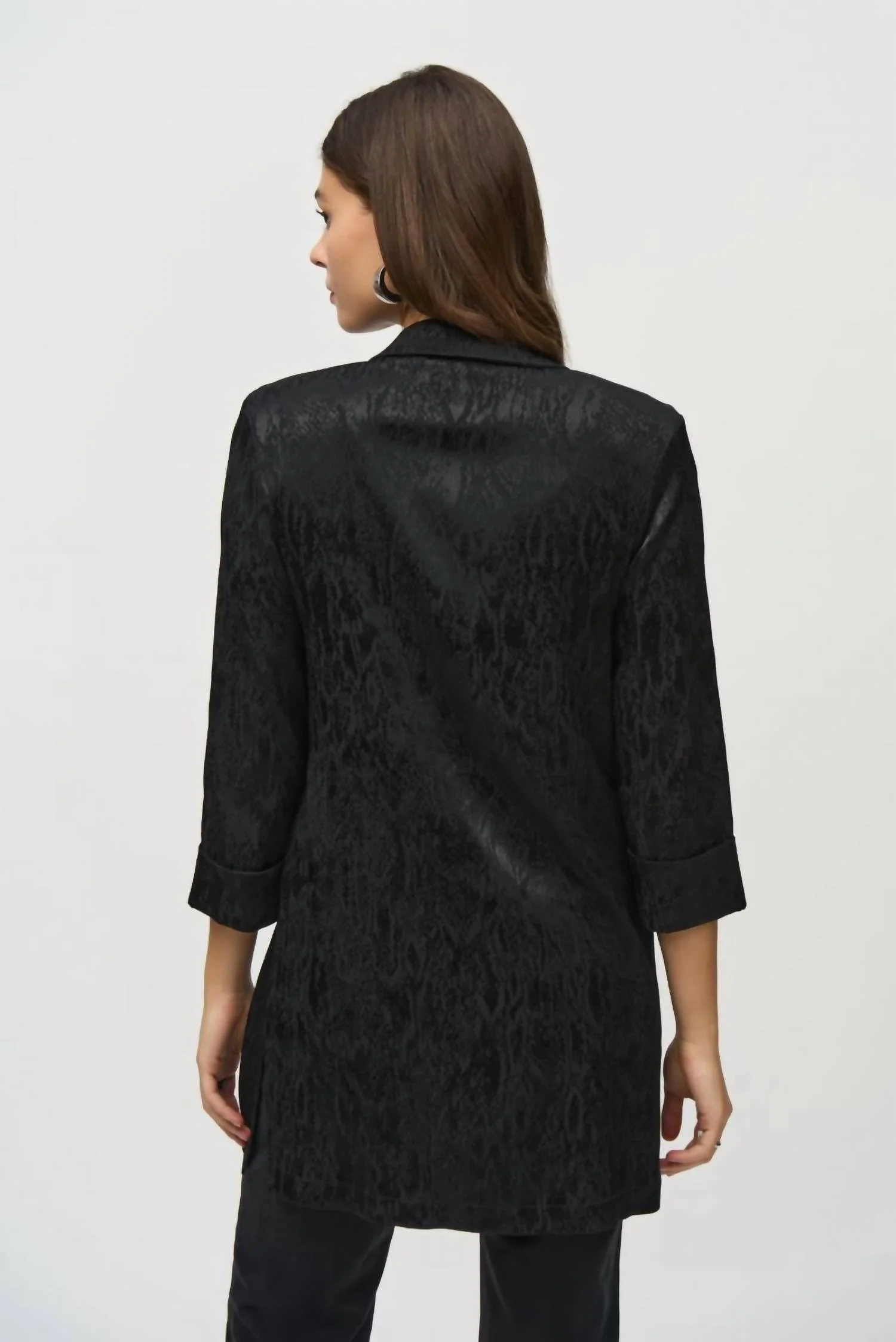 Animal Print Longline Blazer In Black
