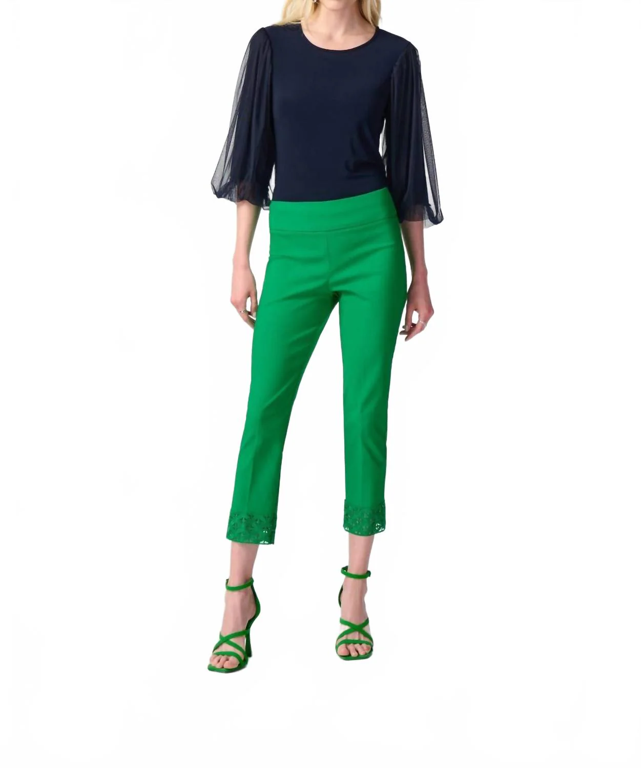 Crop Pull On Pants In Green