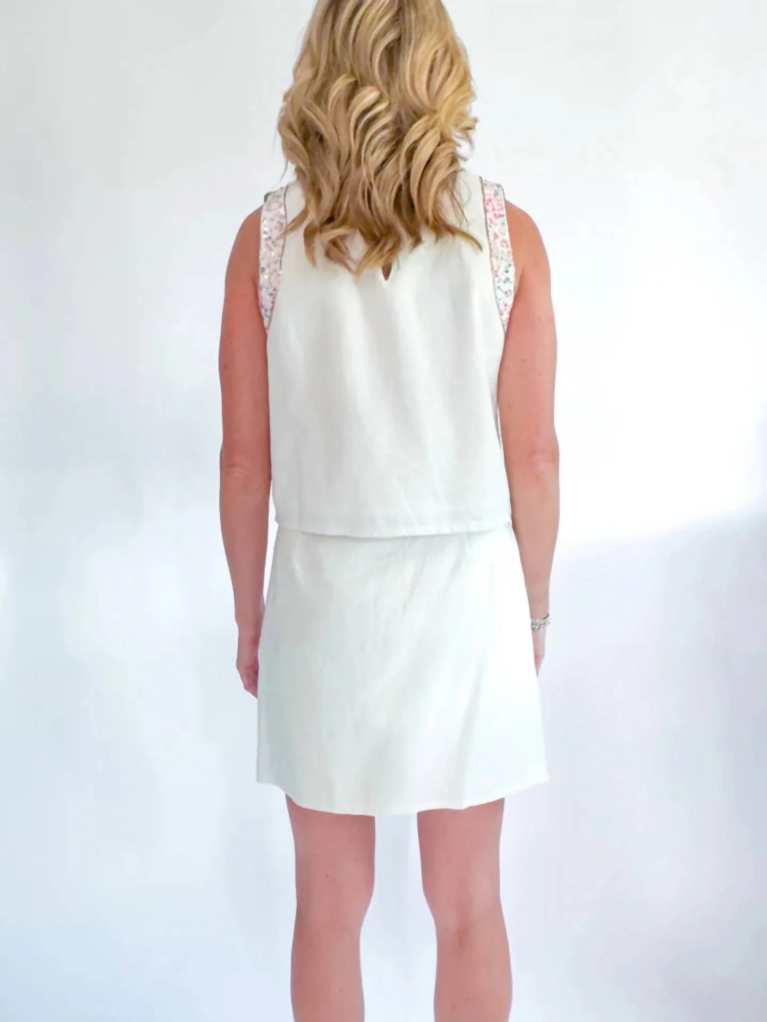 Milan Celestial Beading Mini Skirt In White