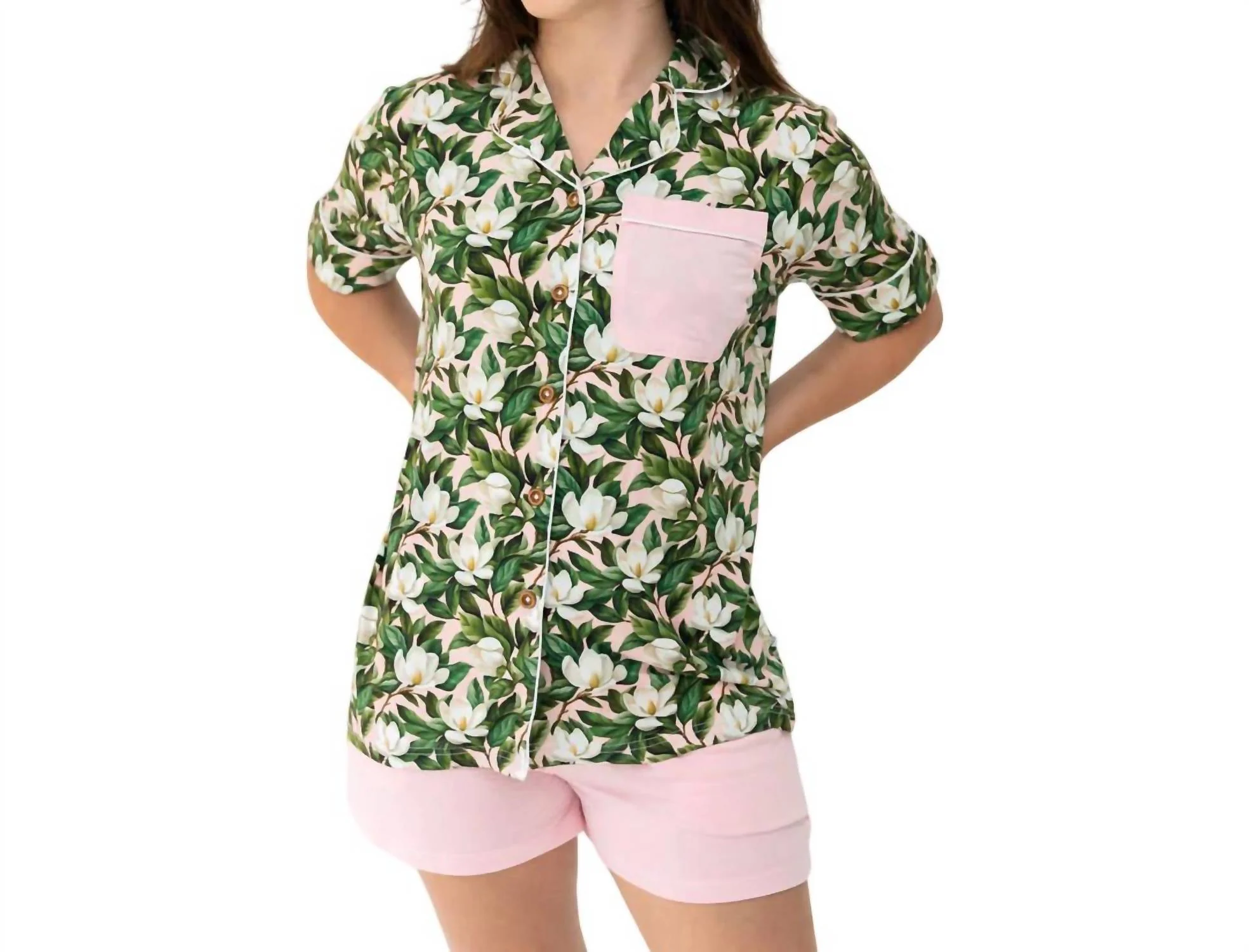 Women's Magnolia Bamboo Luxe Lounge Short Set In Multi