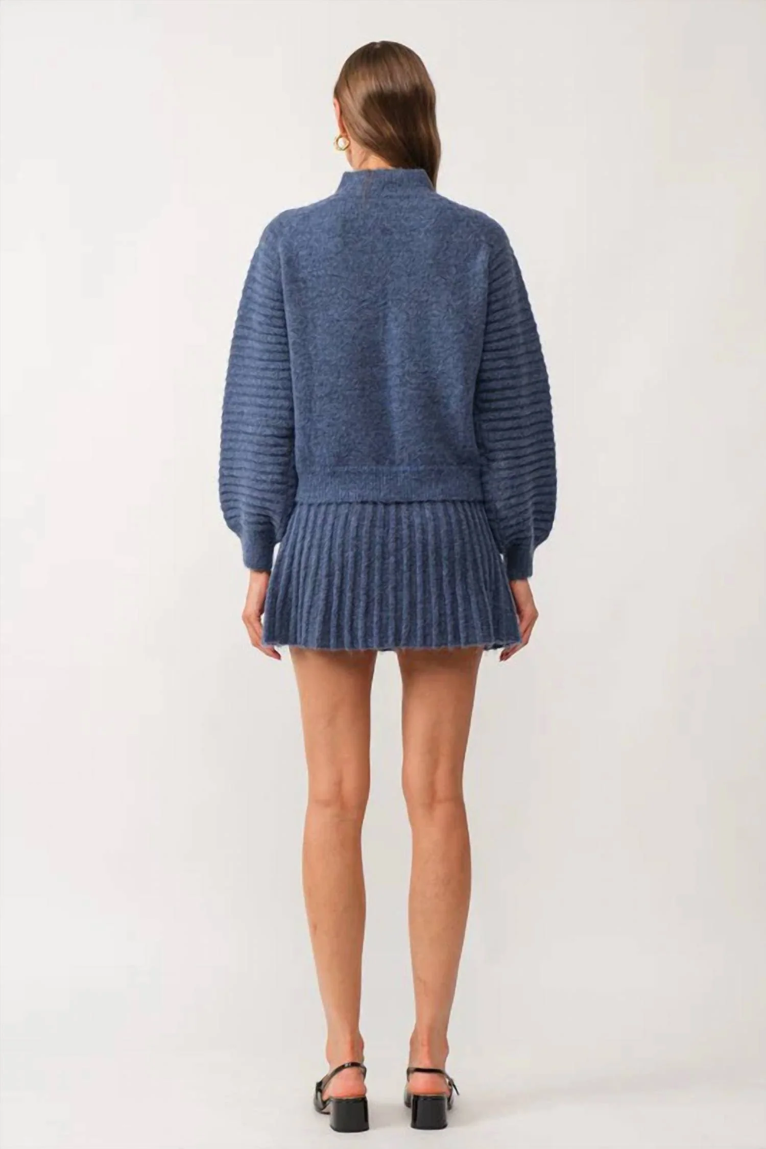 Knit Mini Skirt In Navy