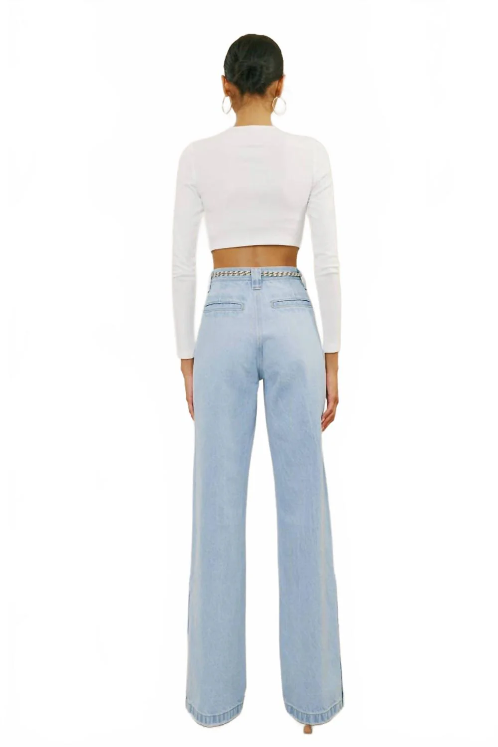 90's Ultra High Rise Flare Jeans In Light Denim