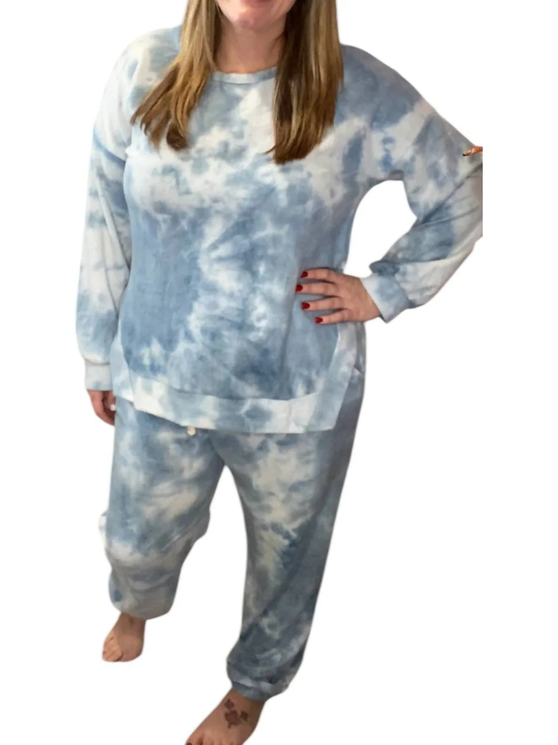 Tie Dye Lounge Set In Sky Blue