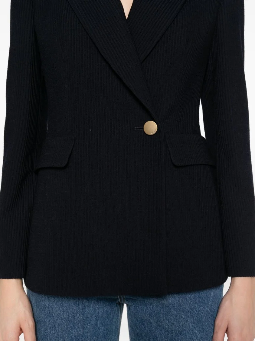 Tailored Black Blazer With Deep V-Neckline