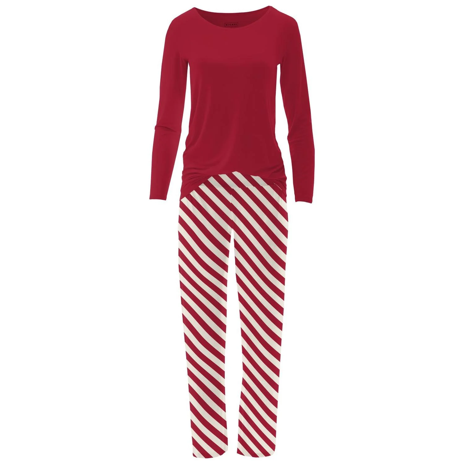 Women's Long Sleeve Tee & Pajama Pants Set In Candy Cane Twist