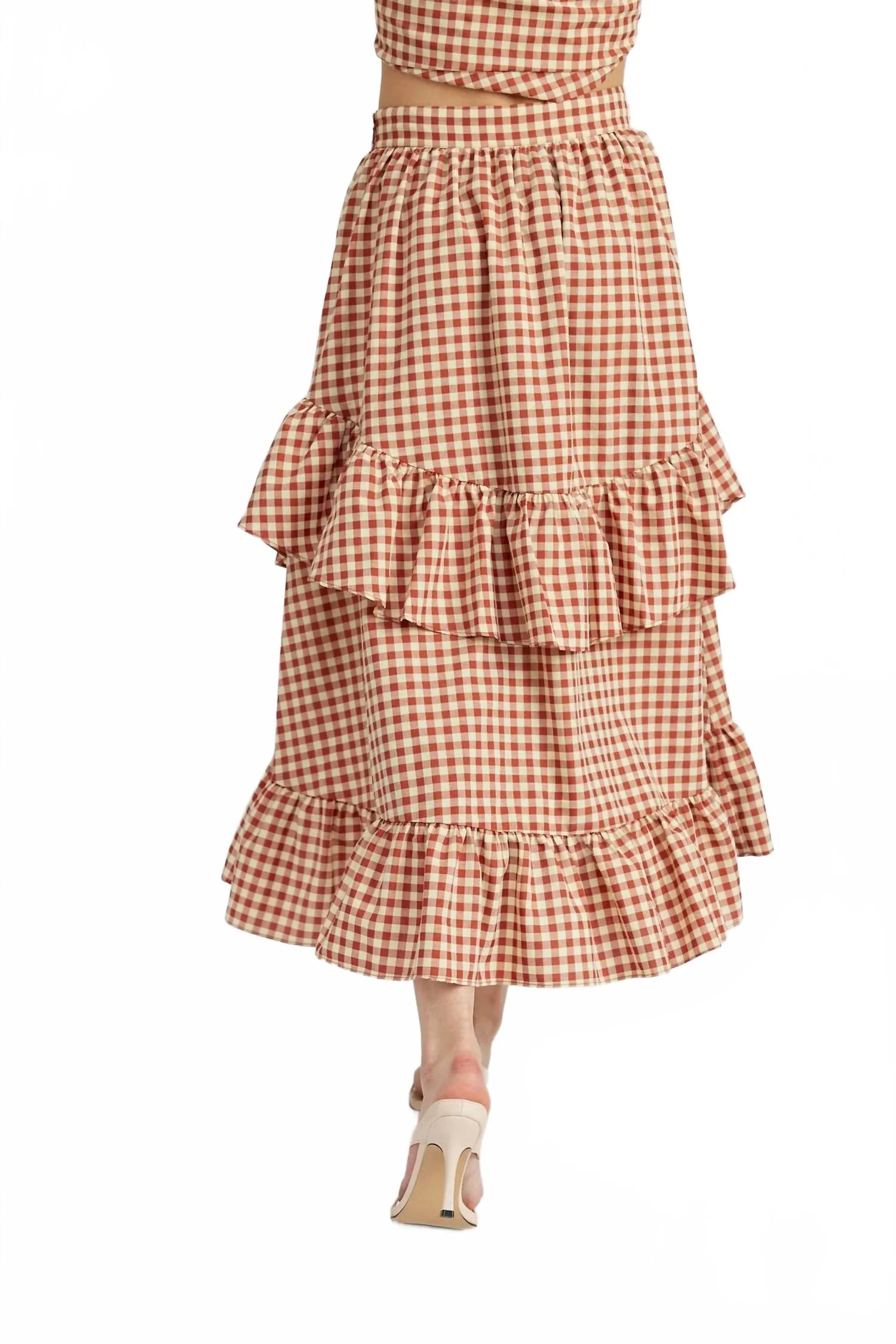 Juni Midi Skirt In Rust/cream