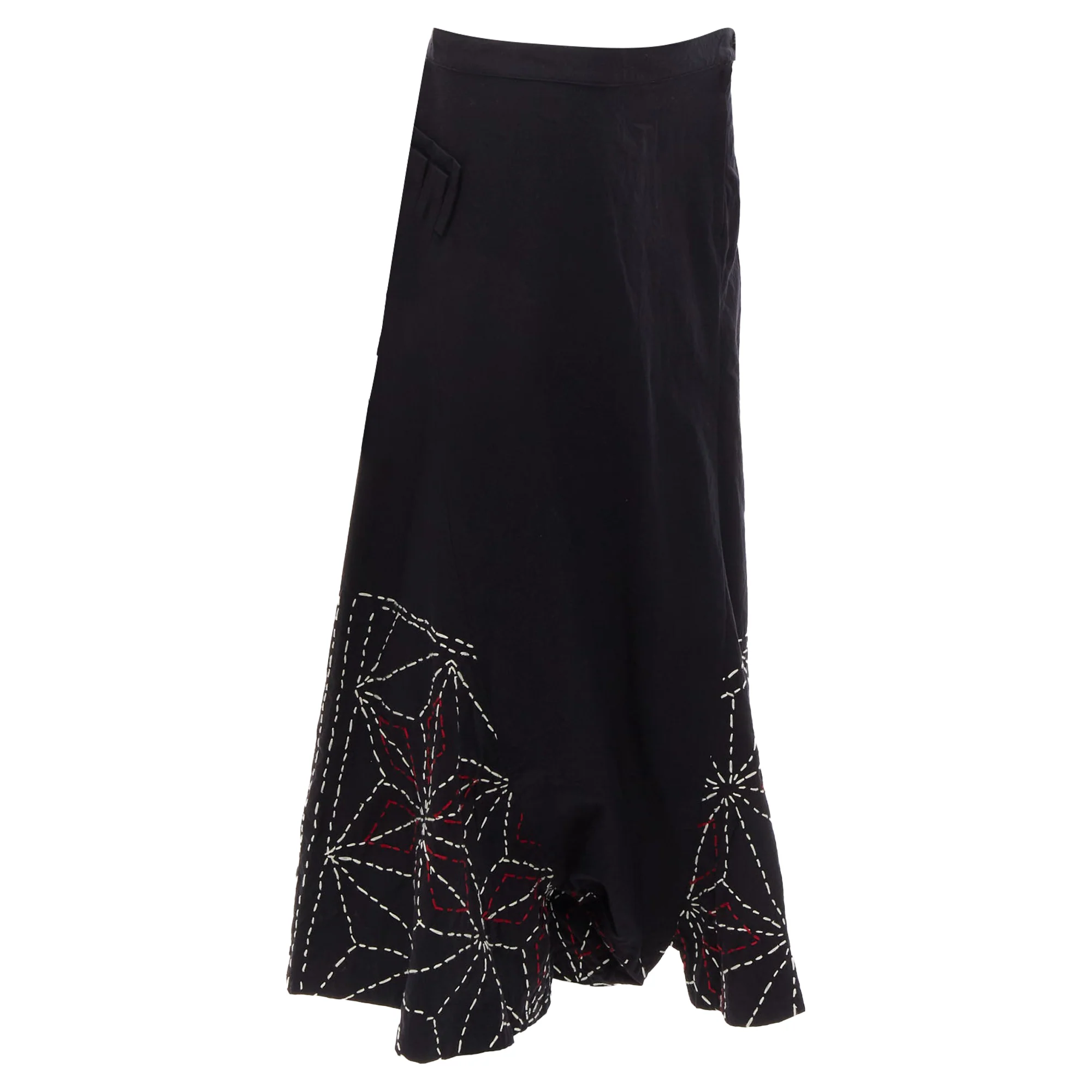 Y's red hand stitched harem pants