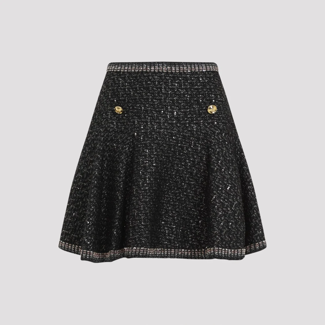 Black Cotton Boucle Mini Skirt