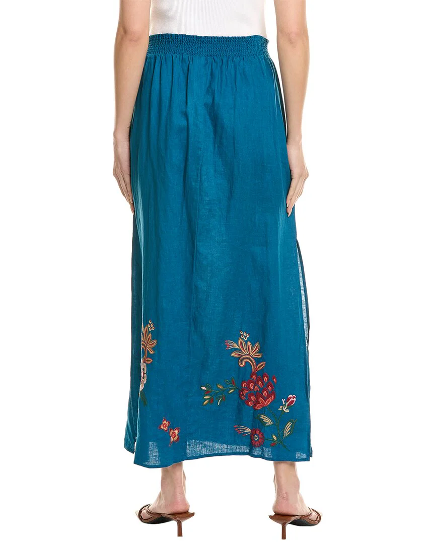 Johnny Was Messine High Slit Linen Skirt