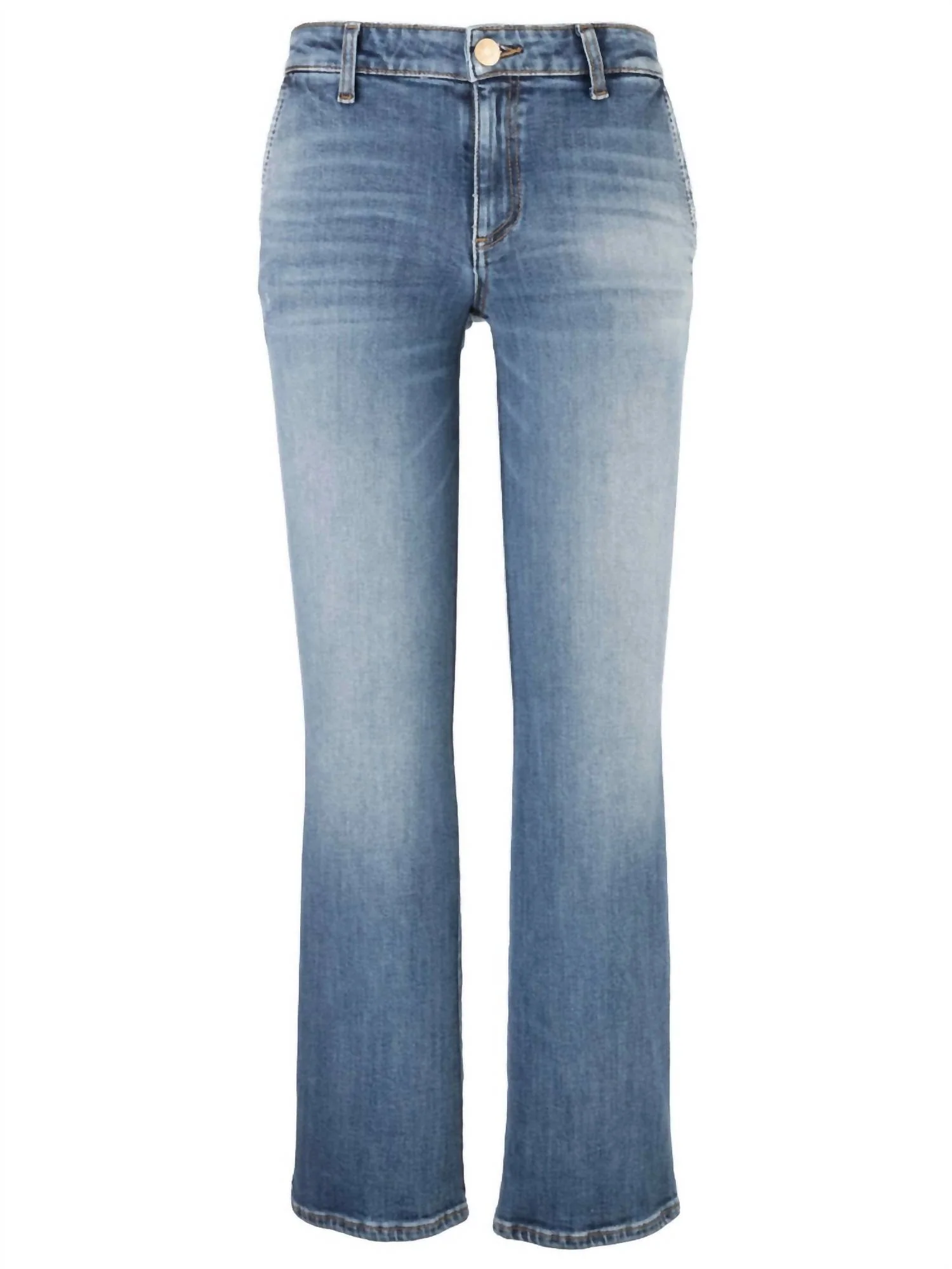 Kelsey Mid Rise Ankle Flare Regular Hem Slash Pkt In Dark Base Wash