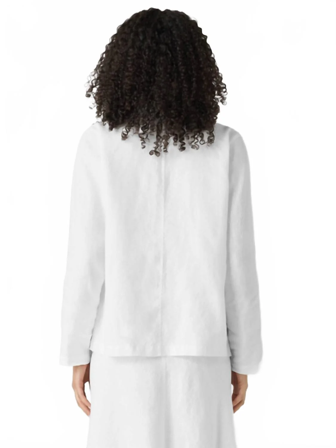 Organic Linen High Collar Jacket In White