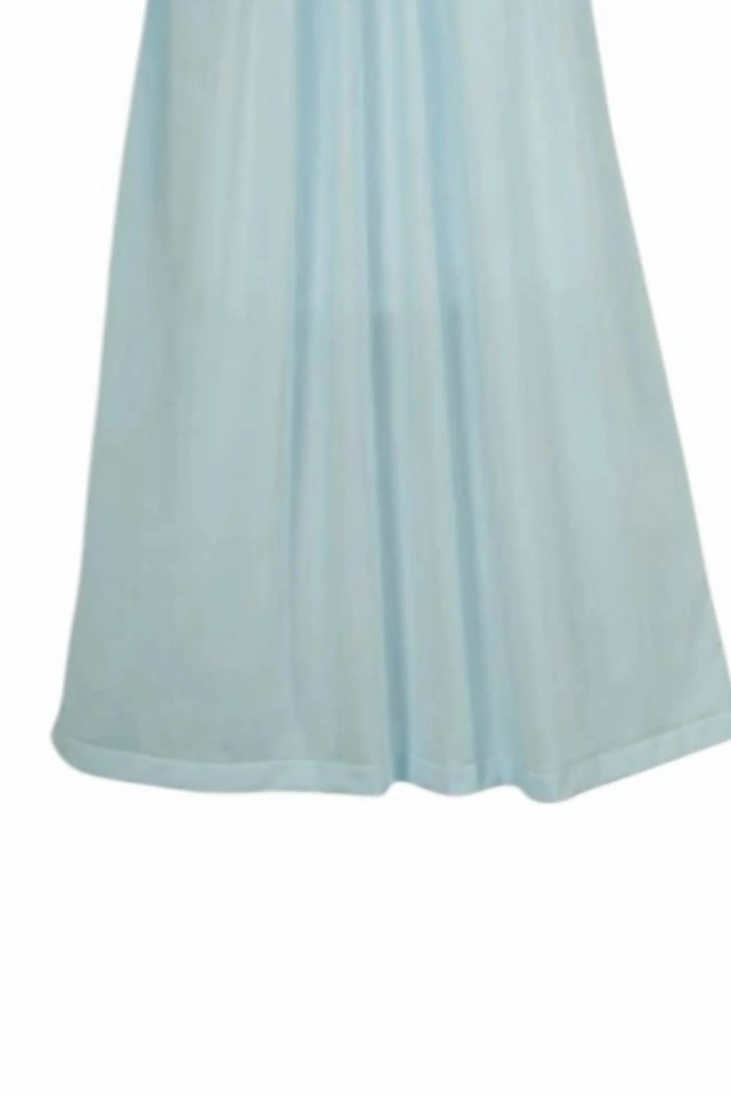 Women's Short Gown With Flower Petal Embroidery And Flutter Sleeves In Blue