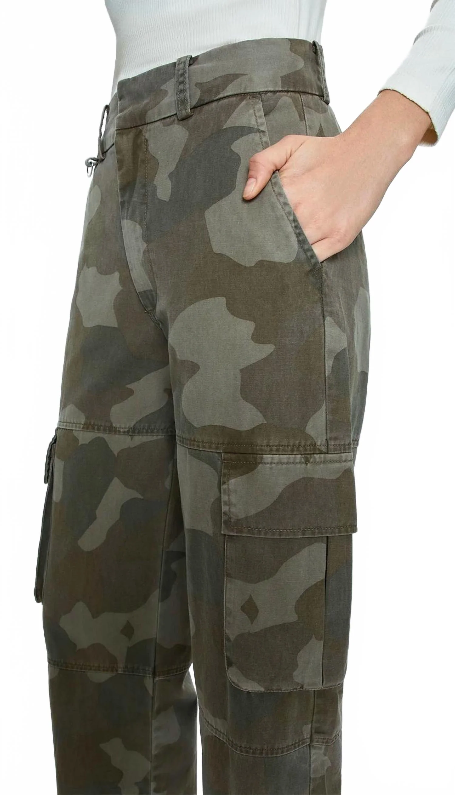 Addie High Rise Cargo Trouser In Camo