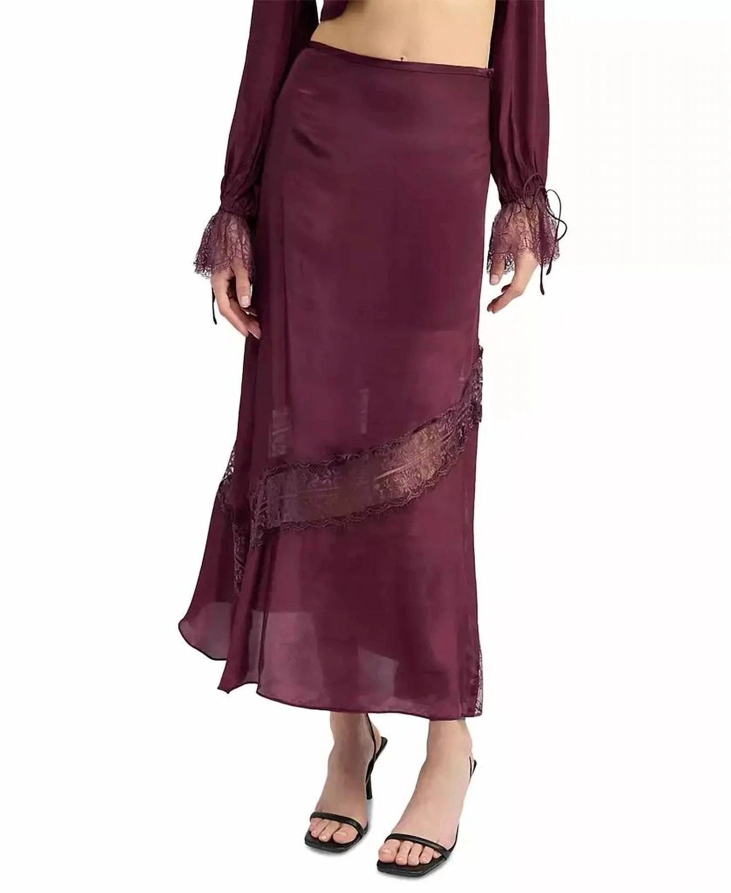 Bianca Slip Skirt In Bordeaux