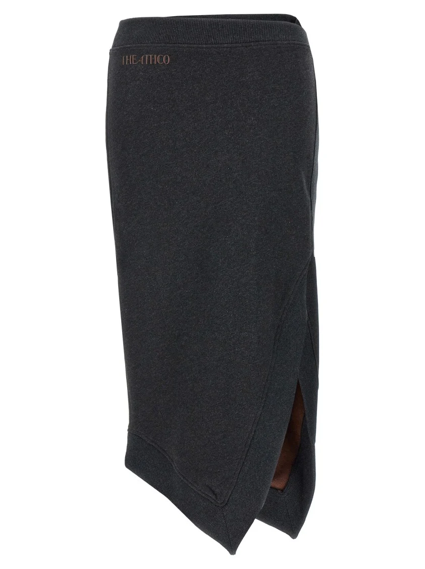 Asymmetrical Fleece Midi Skirt With Front Split
