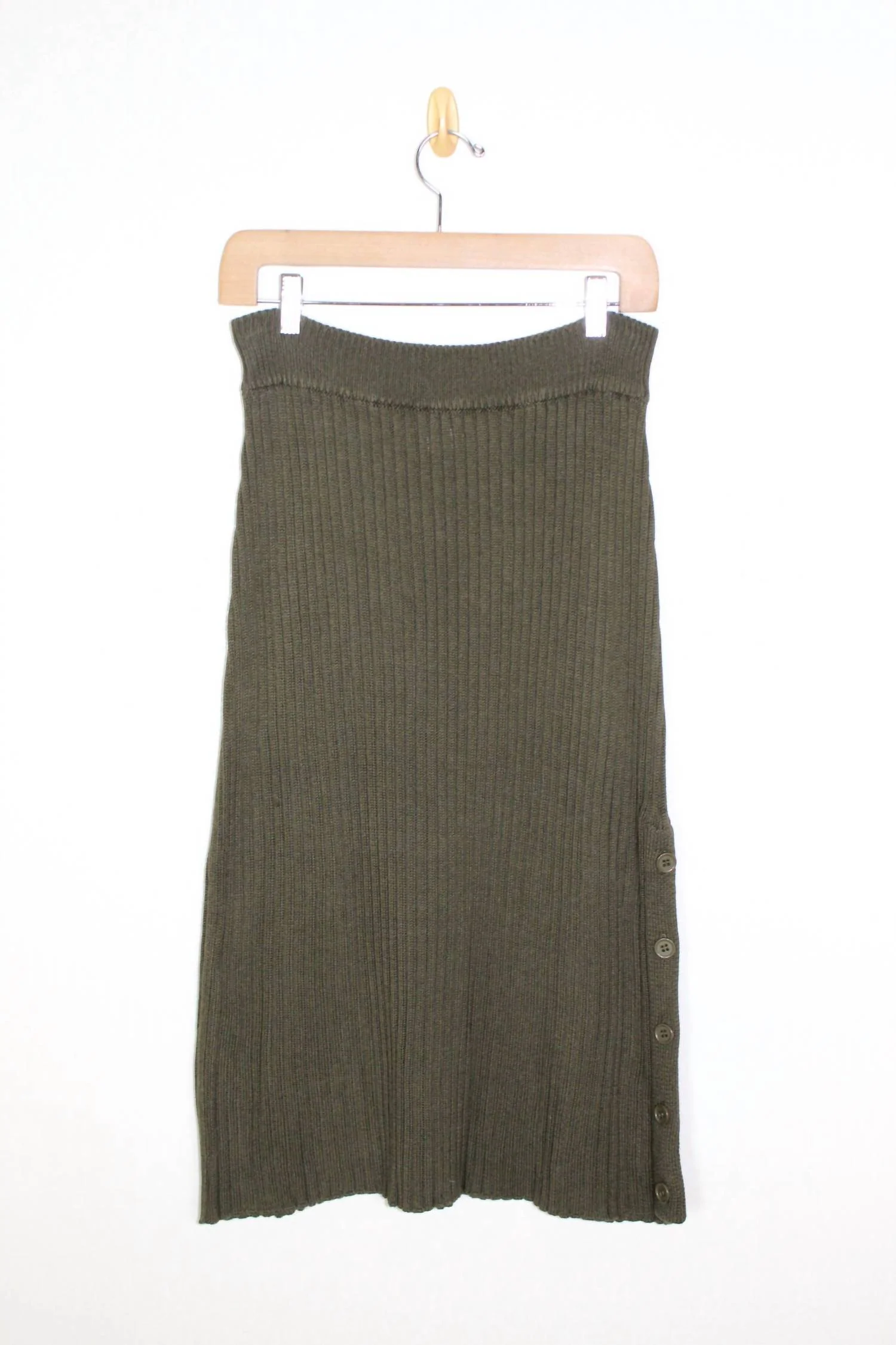 Rib Midi Skirt In Army