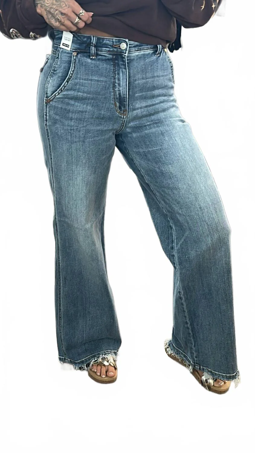 High Waist Retro Wide Fit Jeans In Denim