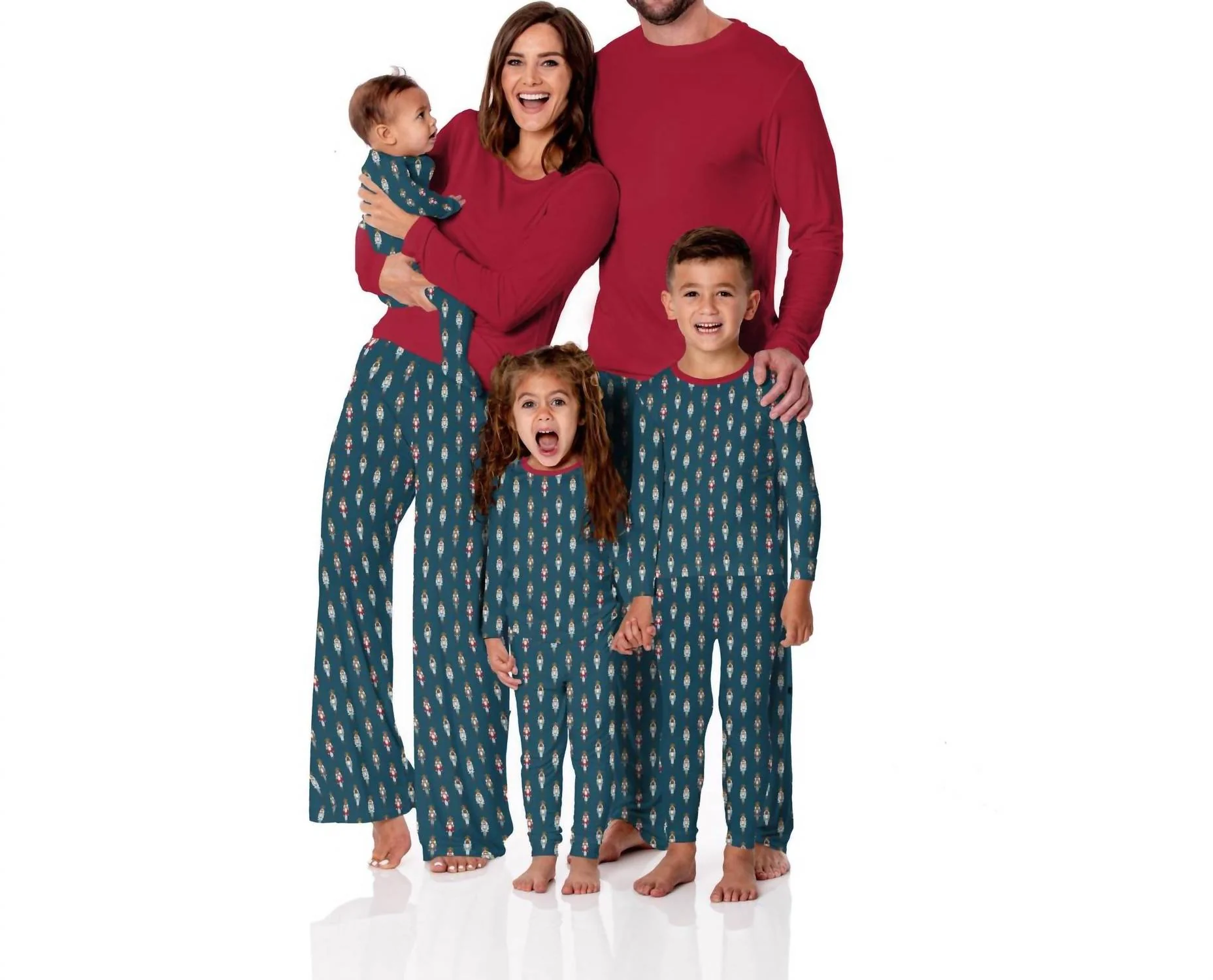 Women's Long Sleeve Tee & Pajama Pants Set In Peacock Nutcrackers