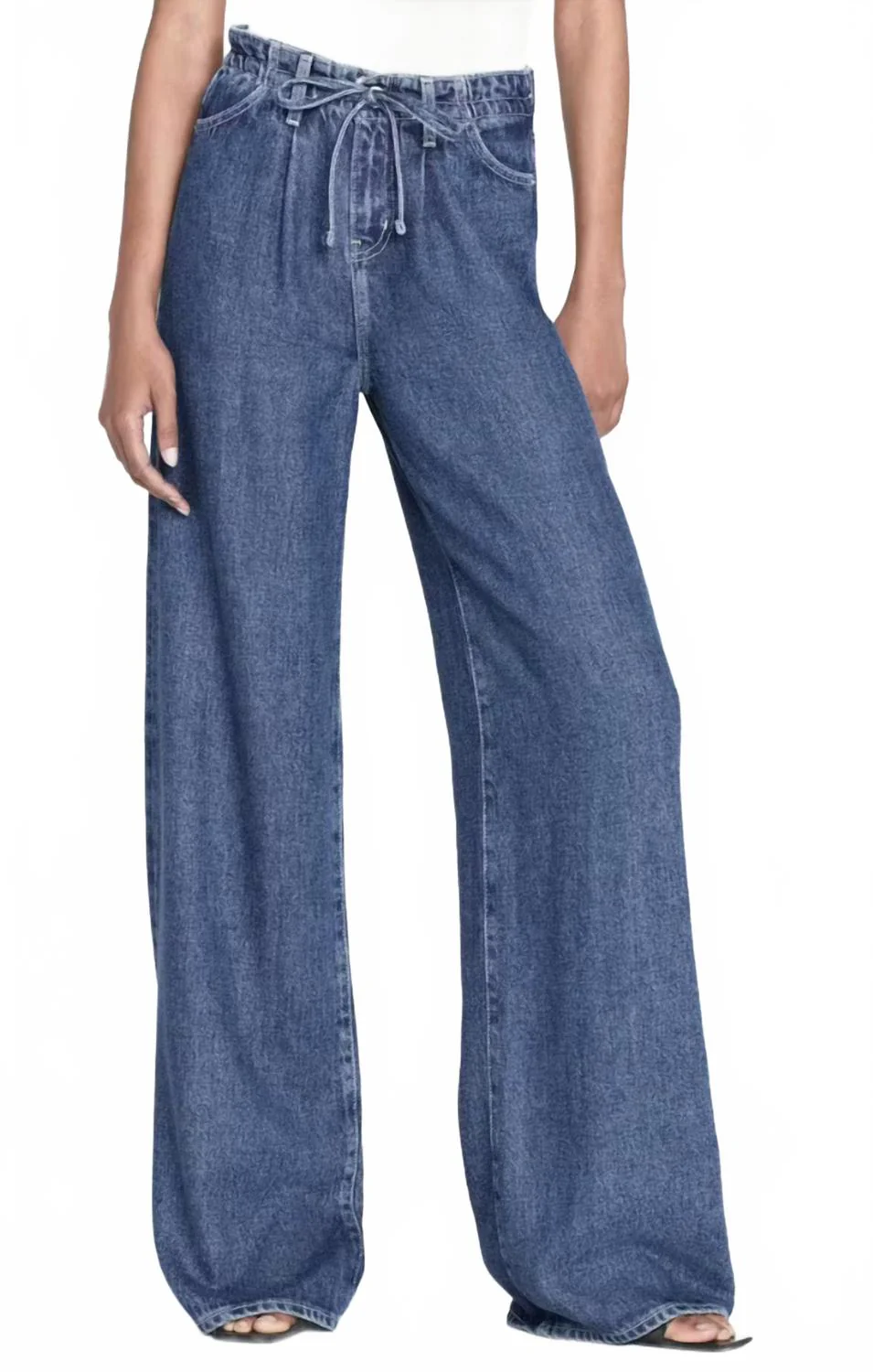 Super Drape Drawstring Wide Leg In Denim