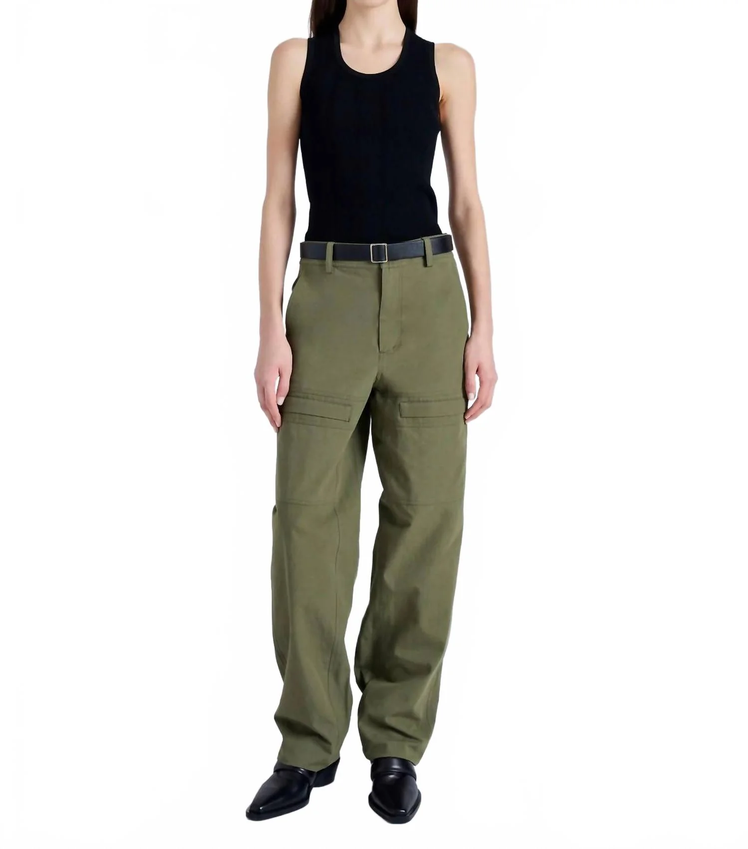 Sydnor Pants In Rumpled Cotton In Dark Olive