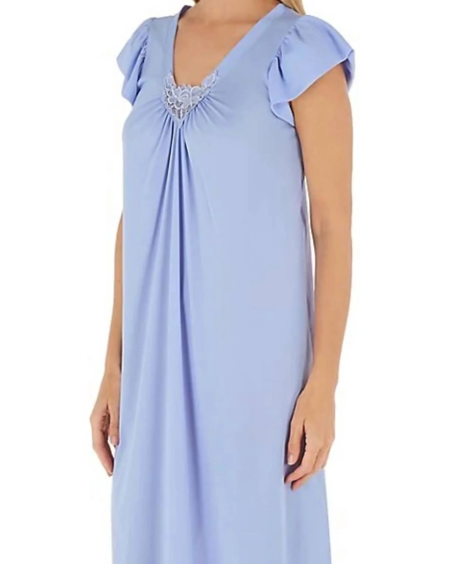 Long Cap Sleeve Nightgown In Lilac