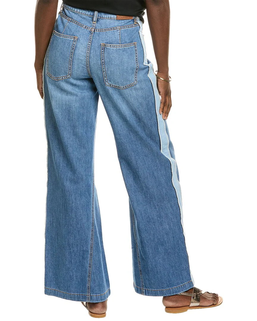 Johnny Was Blanket Stitch Medium Wash Relaxed Fit Jean