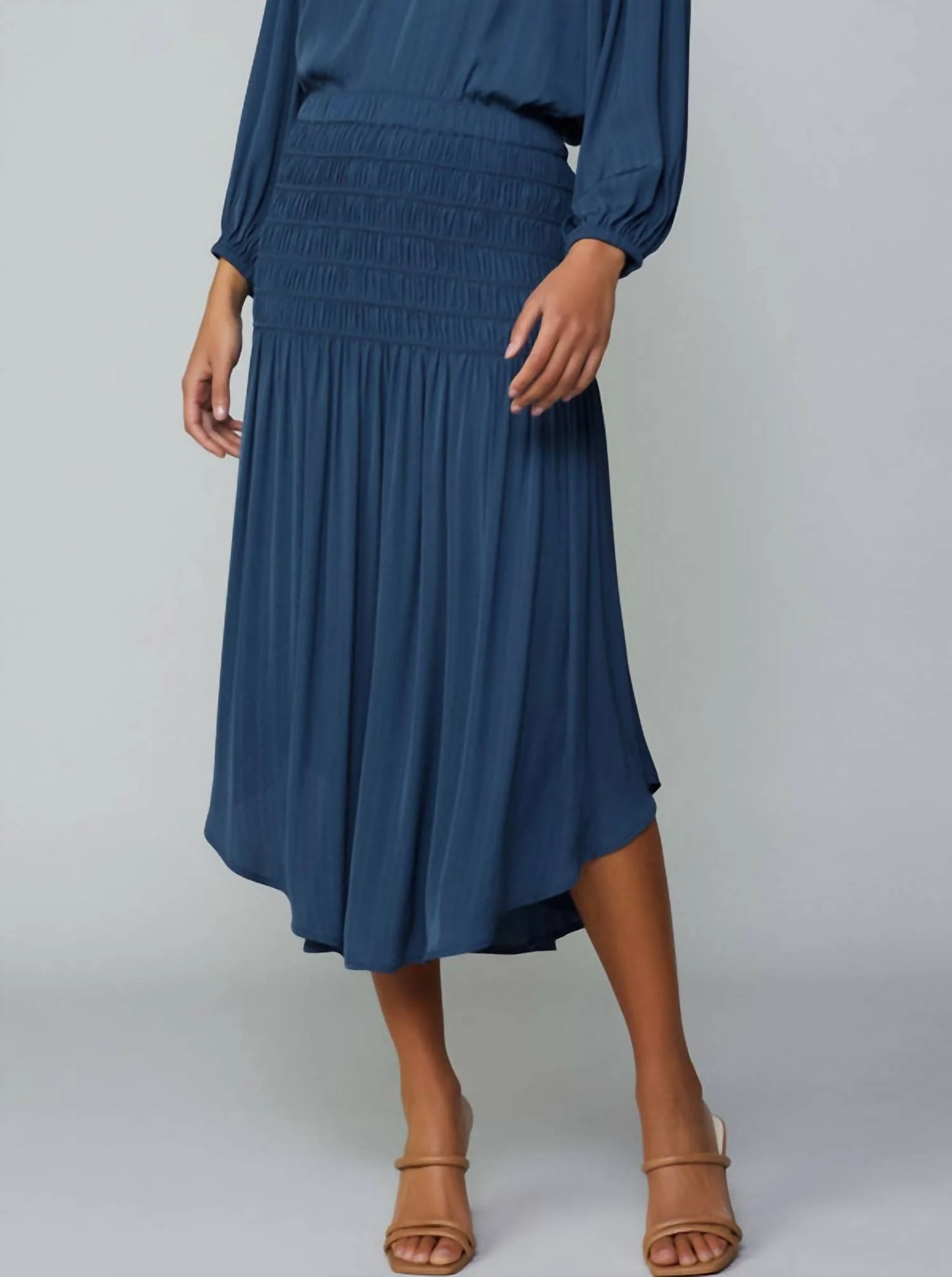 Women's Charlotte Diagonal Midi Skirt In French Navy