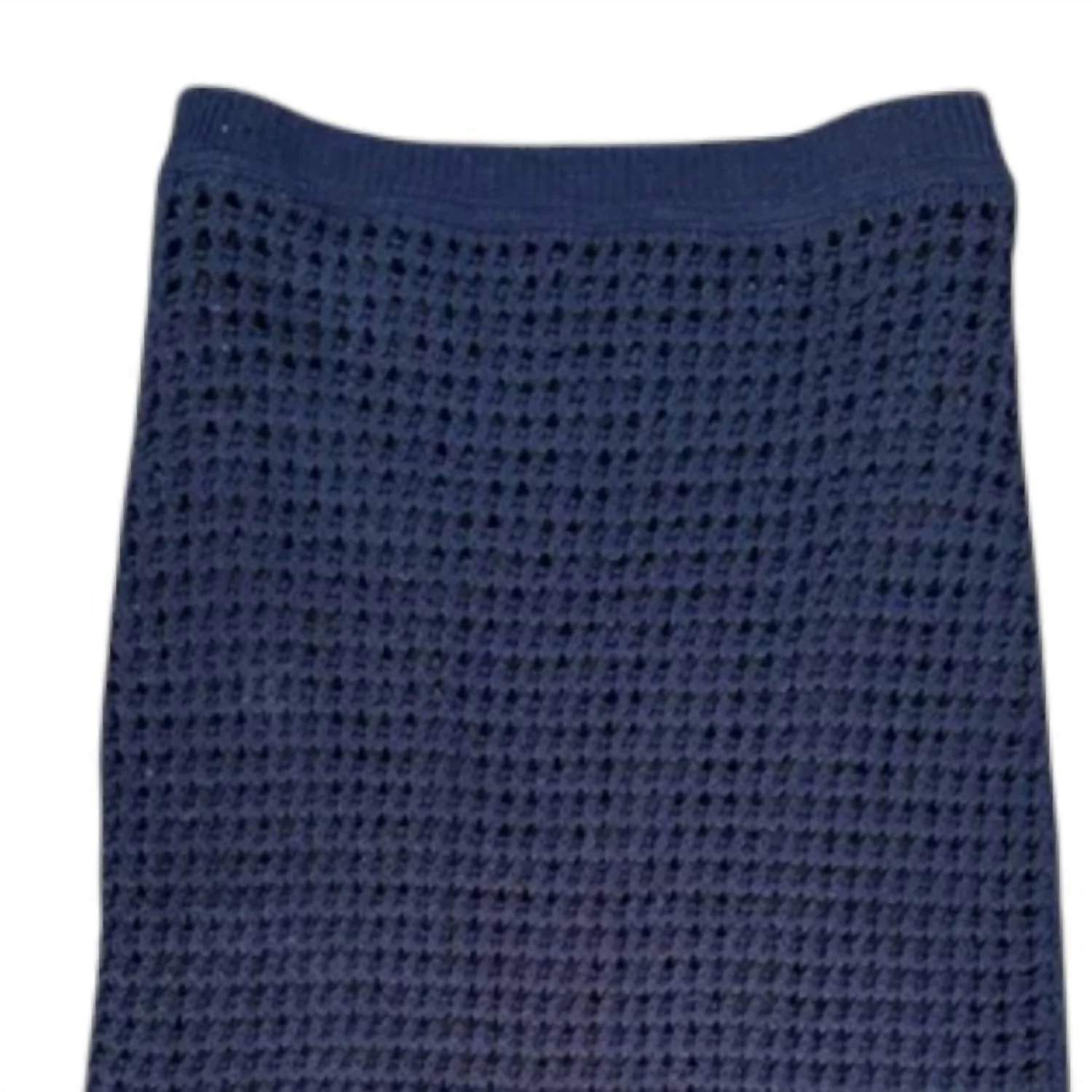 Textured Crochet Skirt In Navy Blue