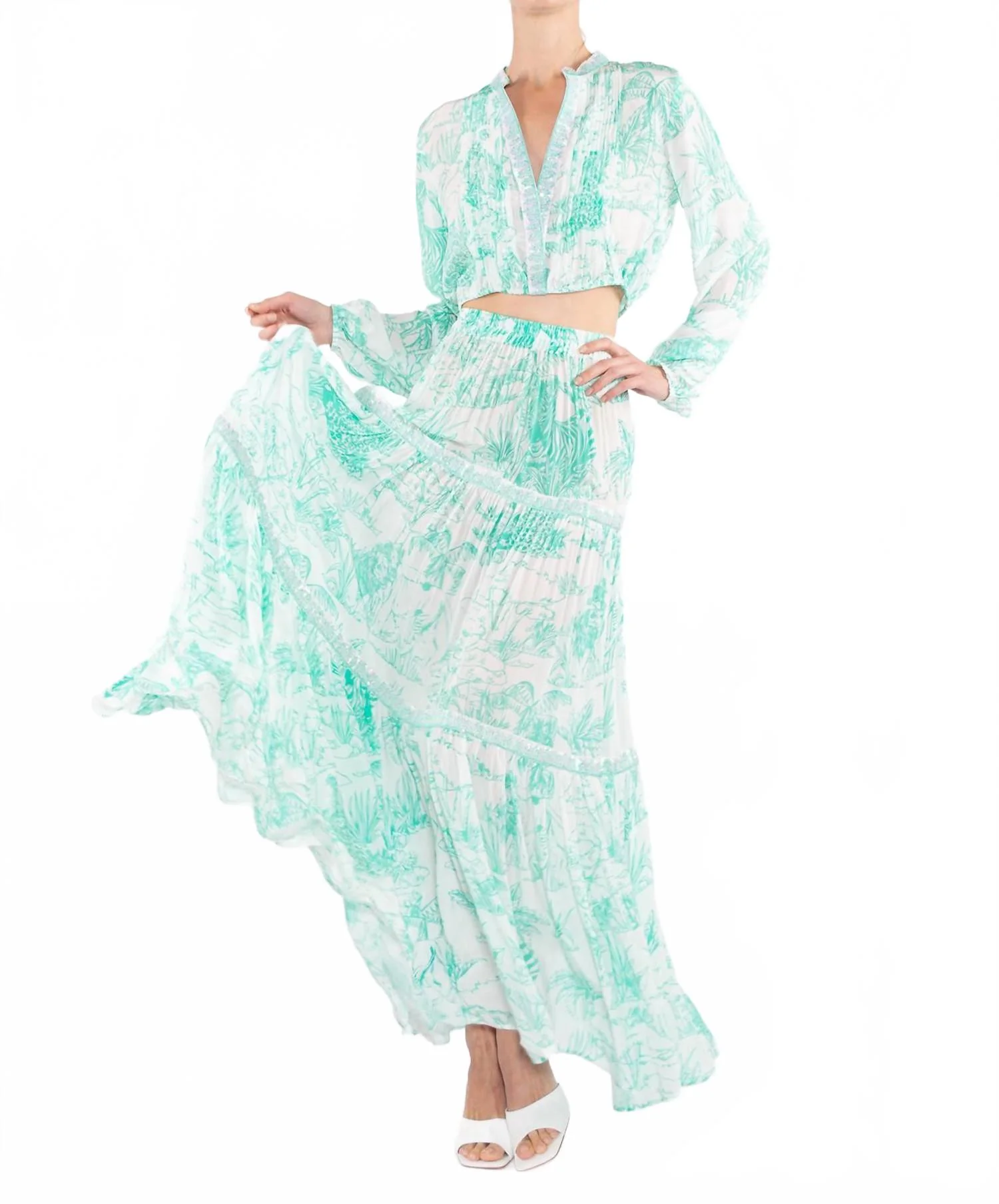 Mombosa Tiered Skirt In Atlantis Exotic Jungle