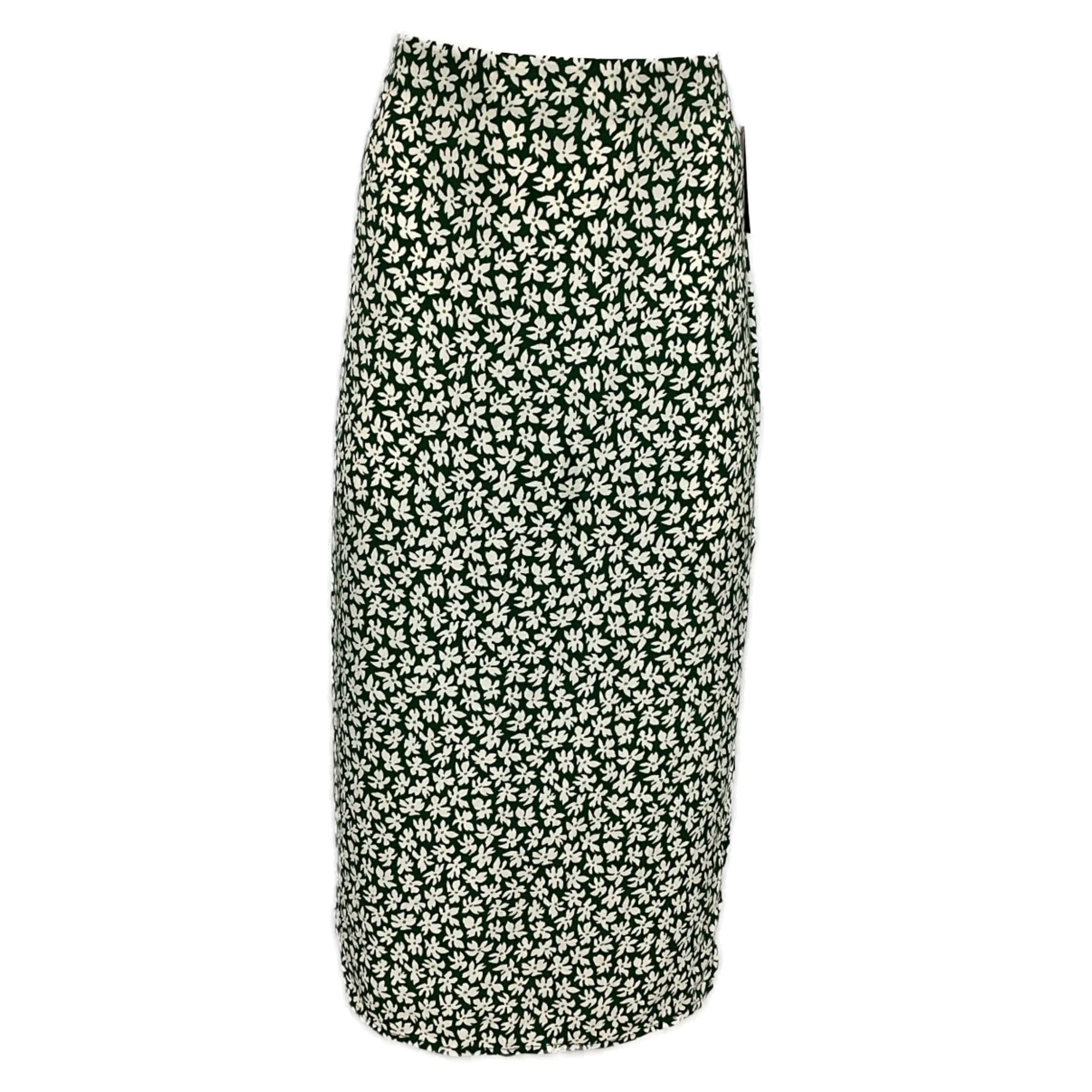 Reformation Floral Printed Slit Midi Skirt in Green Viscose