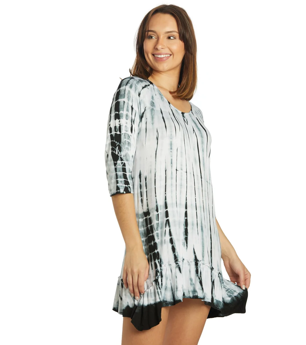 Yak & Yeti Boho Style Ruffled Tie Dye Tunic