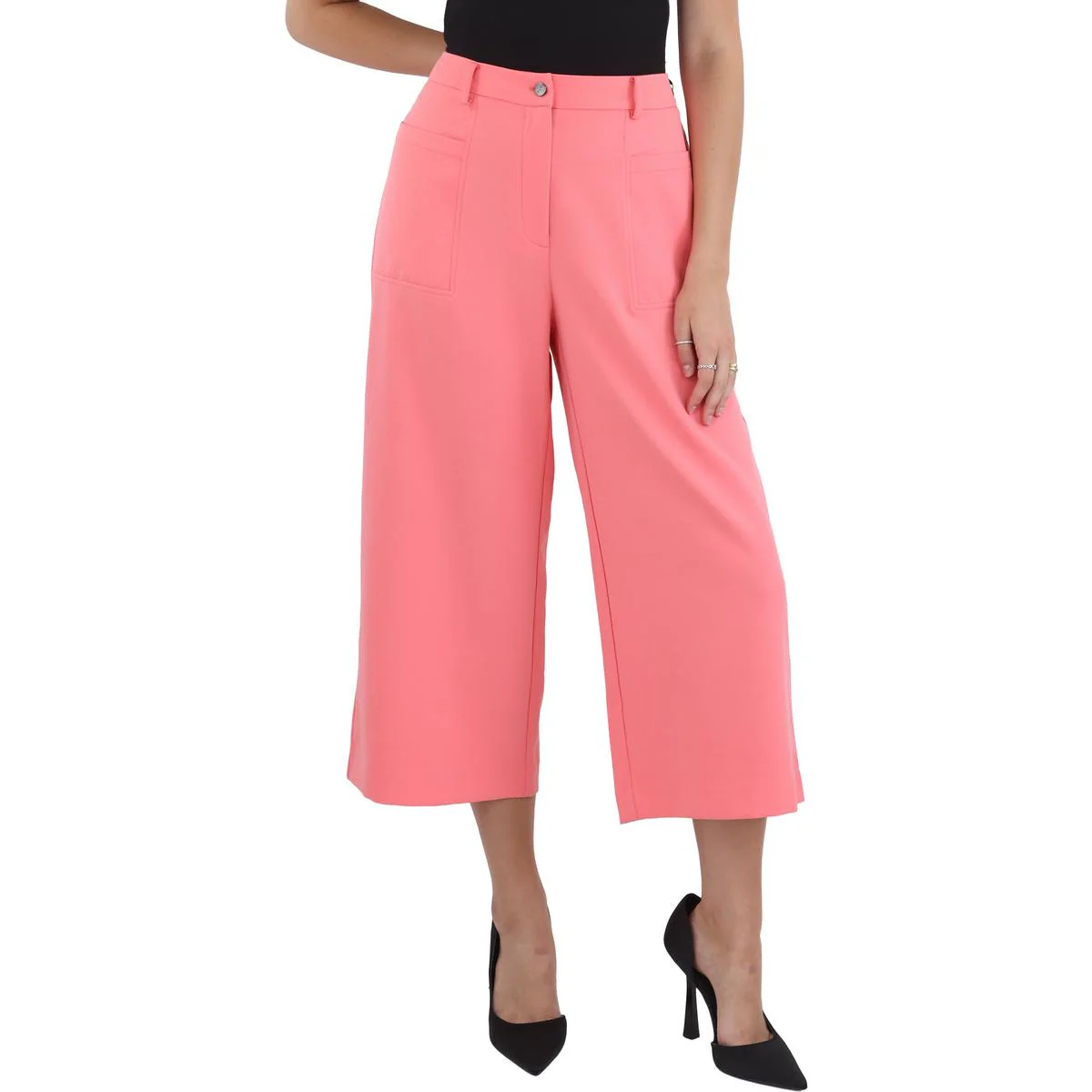 Womens Pintuck Polyester Straight Leg Pants