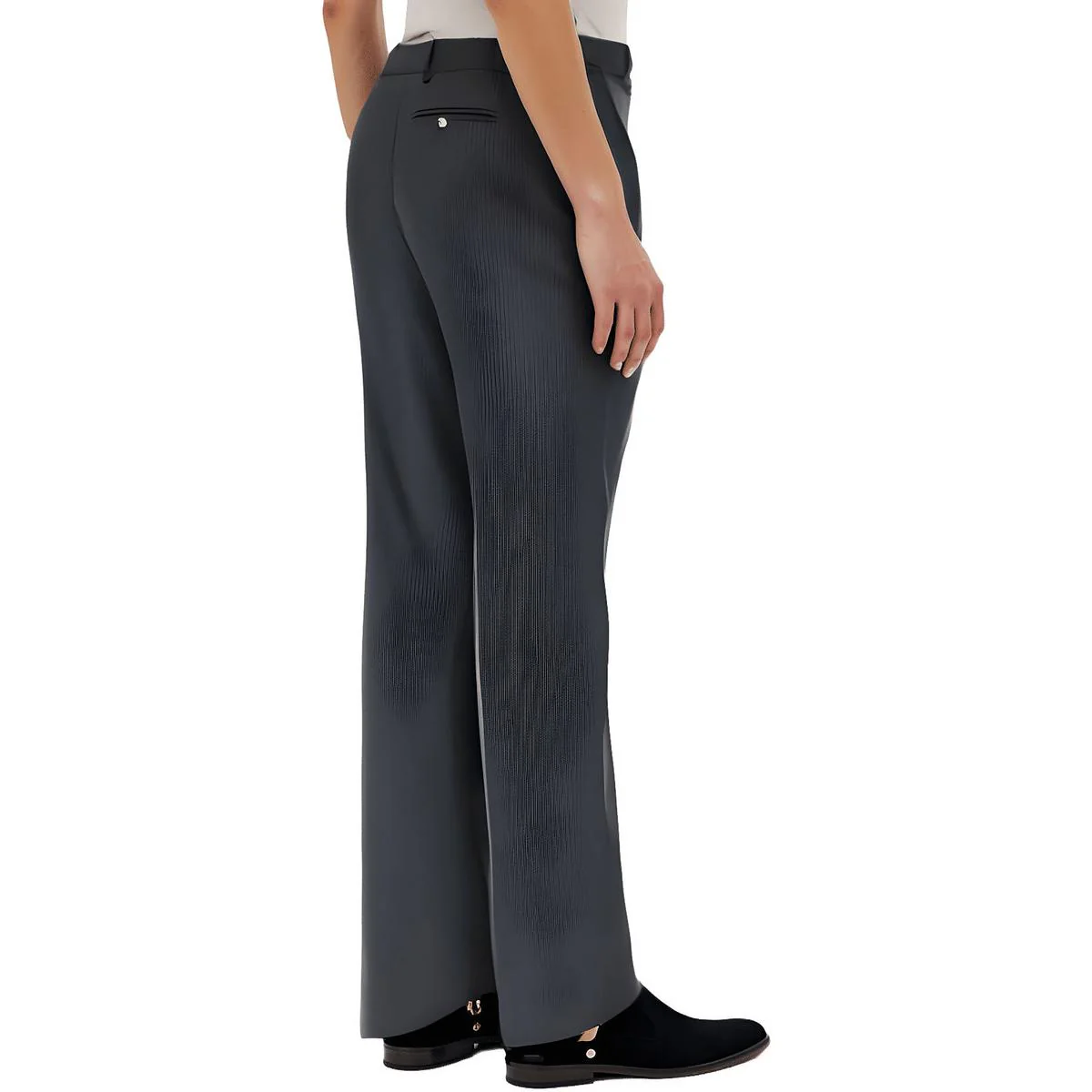 Petites Womens Pinstripe Polyester Straight Leg Pants