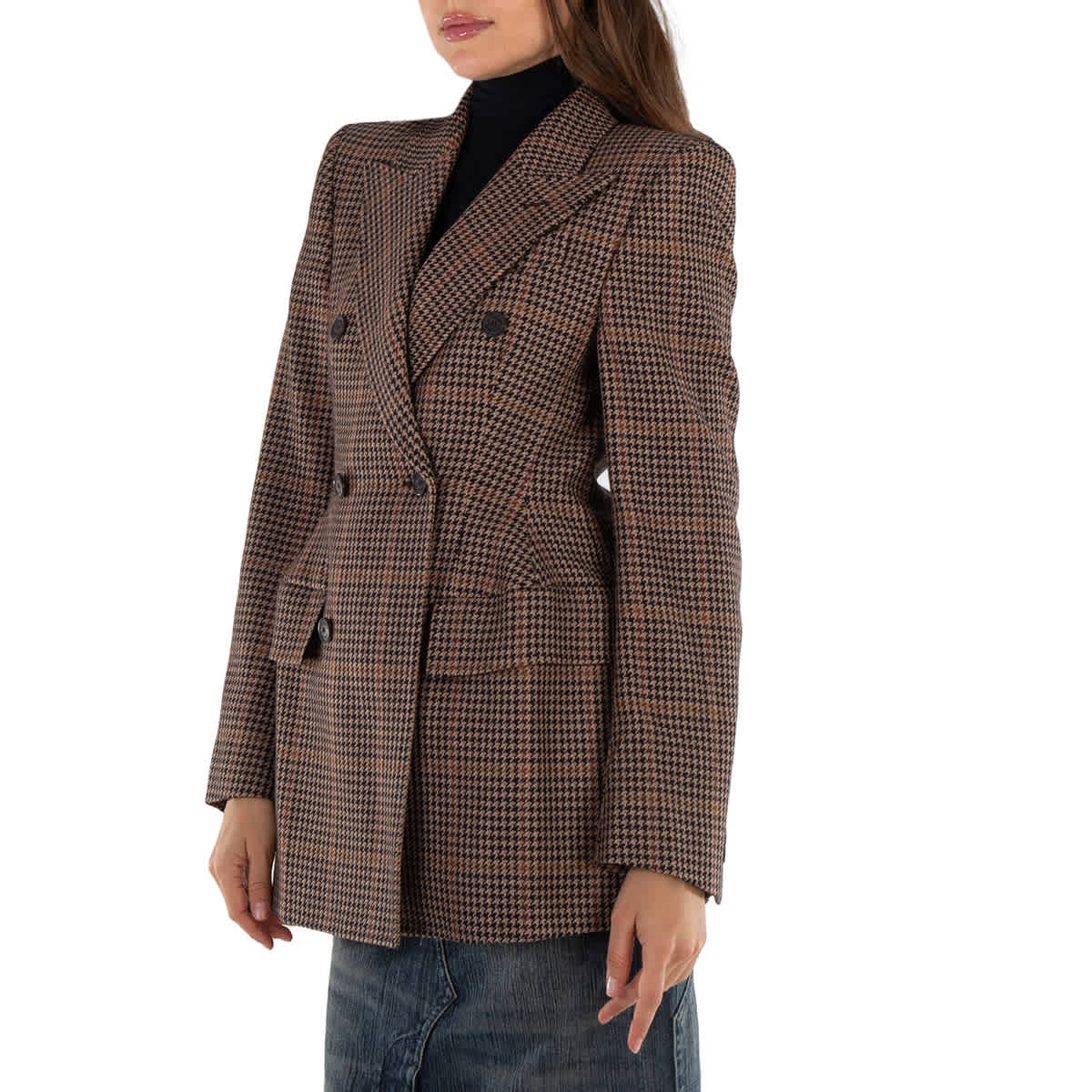 Balenciaga Hourglass Houndstooth Double-Breasted Blazer, Brand Size 34 (US Size 0)
