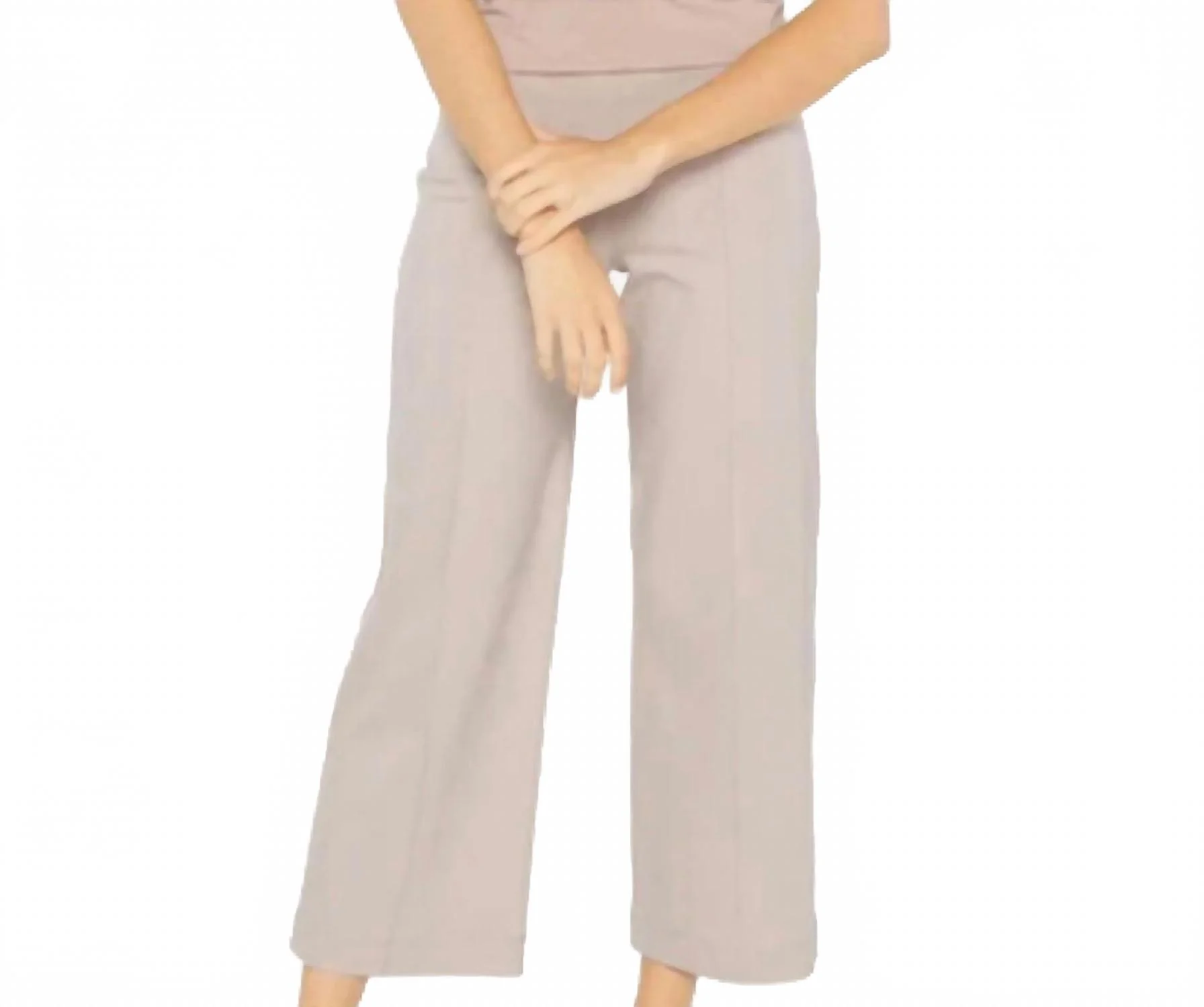 Ponte Knit Straight Leg Cropped Pant In Clay