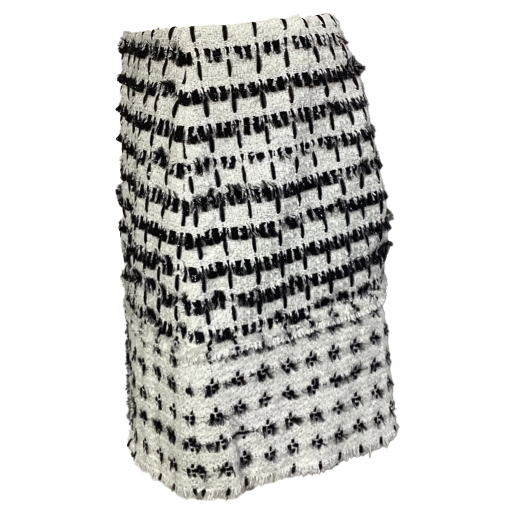Erdem Tweed Mini Skirt in White Wool
