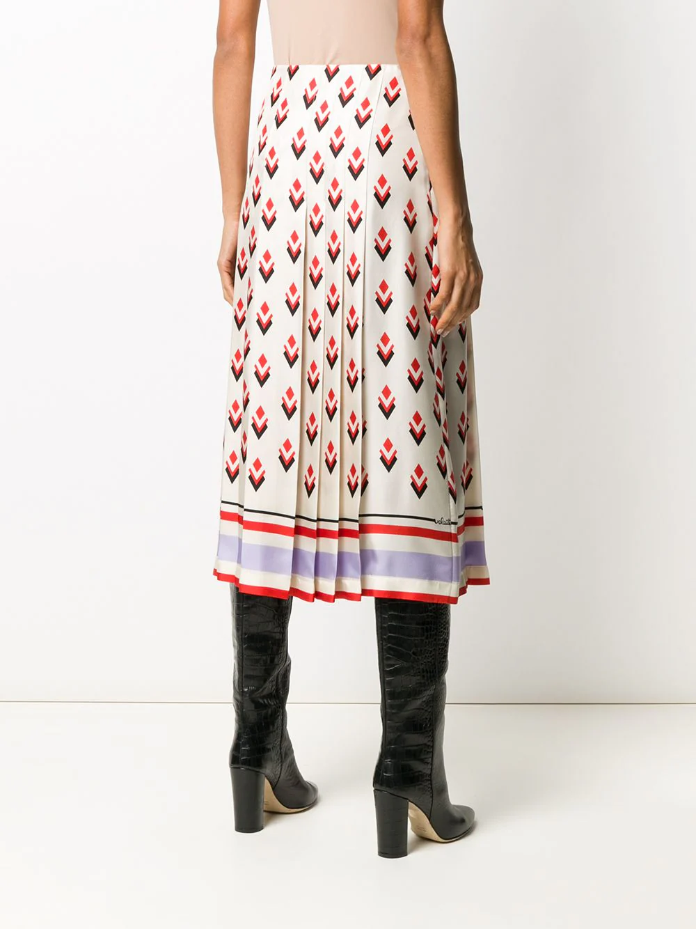 Valentino Garavani Pleated Graphic-Print Skirt